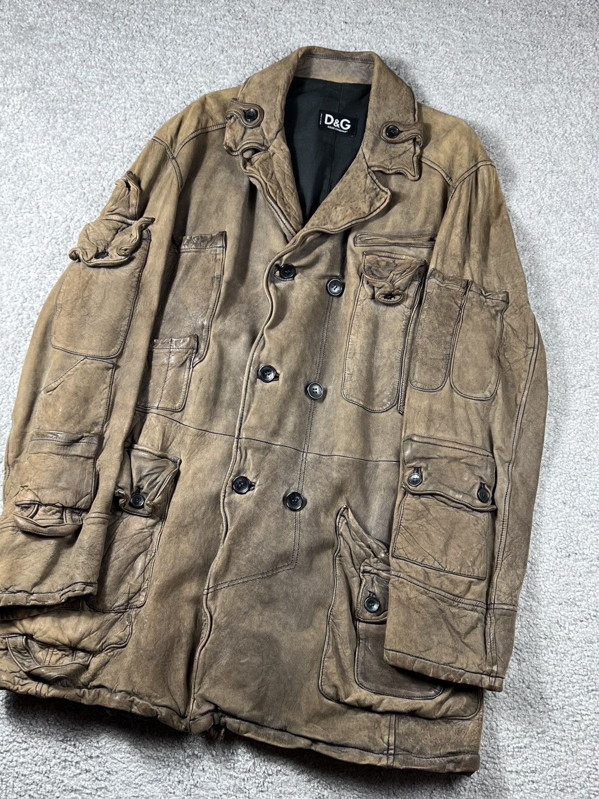 Dolce & Gabbana Dolce & Gabbana Cargo Leather Brown Coat Multipocket Size M Size US M / EU 48-50 / 2 - 3 Thumbnail