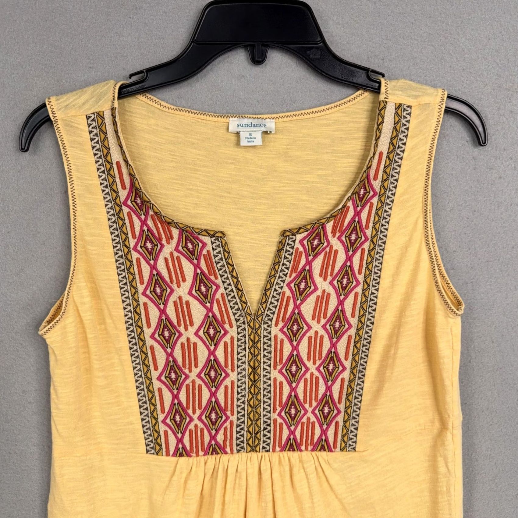 Vintage Sundance Tank Womens Small Yellow Embroidered Scoop Neck Sleeveless Boho Shirt Size S / US 4 / IT 40 - 2 Thumbnail