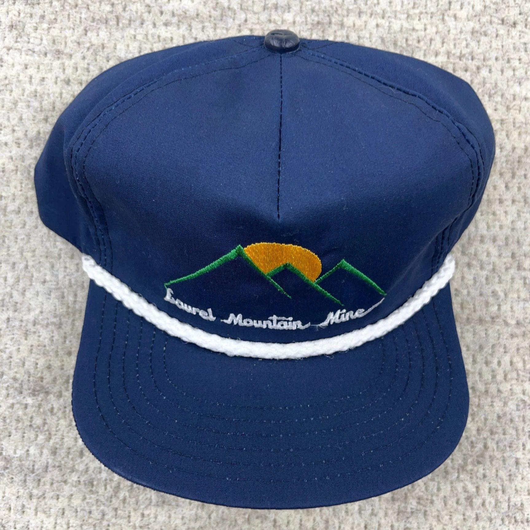 Coal VINTAGE Coal Mining Trucker Hat Cap Snapback 90s USA Rope Laurel Mountain Mine Hat Mens Trucker Hat Adjustable Blue Cotton Polyester Twill one size Size ONE SIZE - 4 Thumbnail