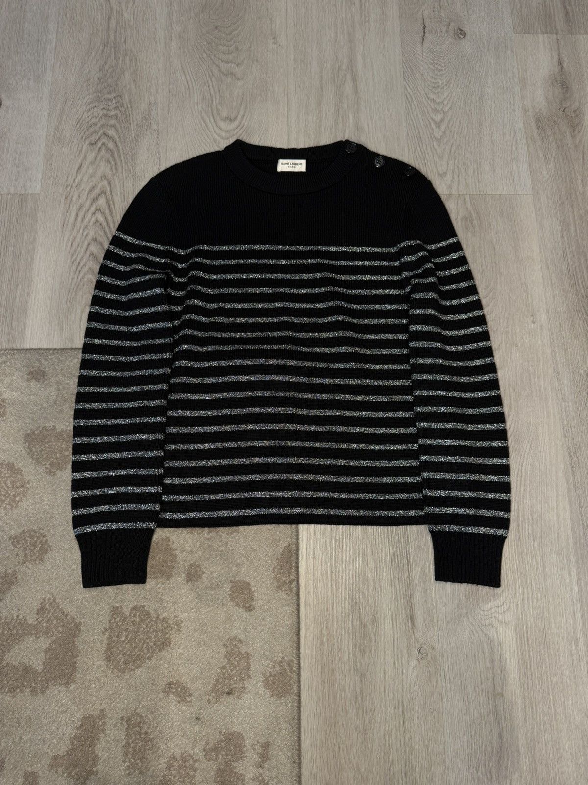 Saint Laurent Paris s/s 2019 glitter striped sailor sweater!! Size US S / EU 44-46 / 1 - 1 Thumbnail