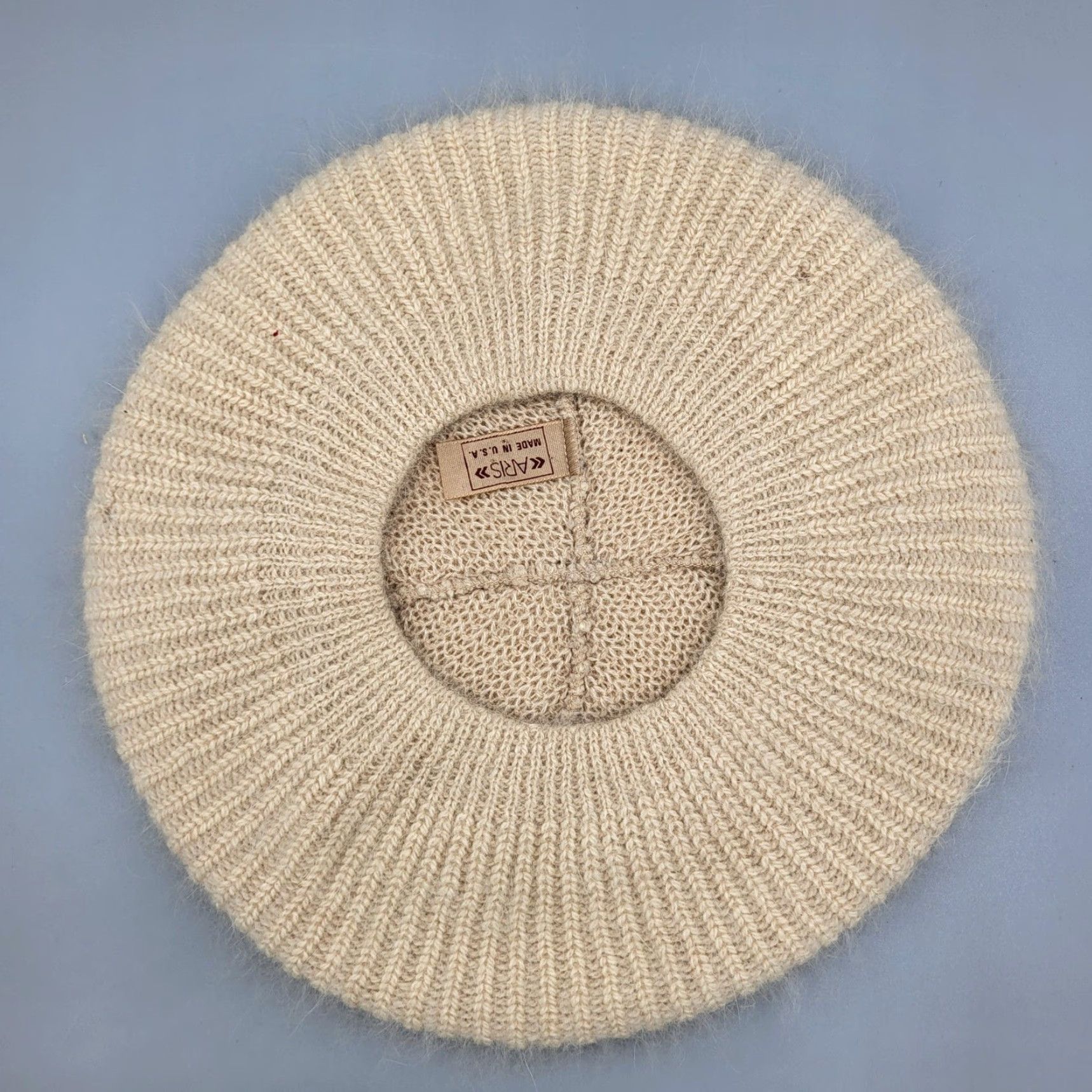 Vintage VINTAGE Aris Beret Hat Women OS Beige Cream USA Fuzzy Angora Wool Blend Knit Handcrafted Styled Parisian Casual 90s Womens Size ONE SIZE - 6 Thumbnail
