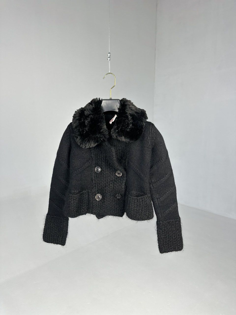 Prada × Vintage Prada Black Knit Long Sleeve Cardigan Size S / US 4 / IT 40 - 1 Thumbnail