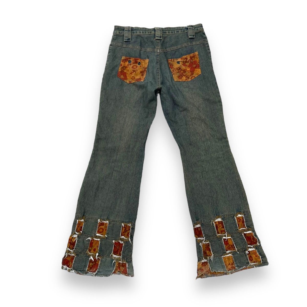If Six Was Nine × Japanese Brand × Le Grande Bleu (L.G.B.) 🇯🇵 VINTAGE JAPANESE SUPER FLARE REWORKED RUSTY DENIM PANTS Size 30" / US 8 / IT 44 - 2 Thumbnail