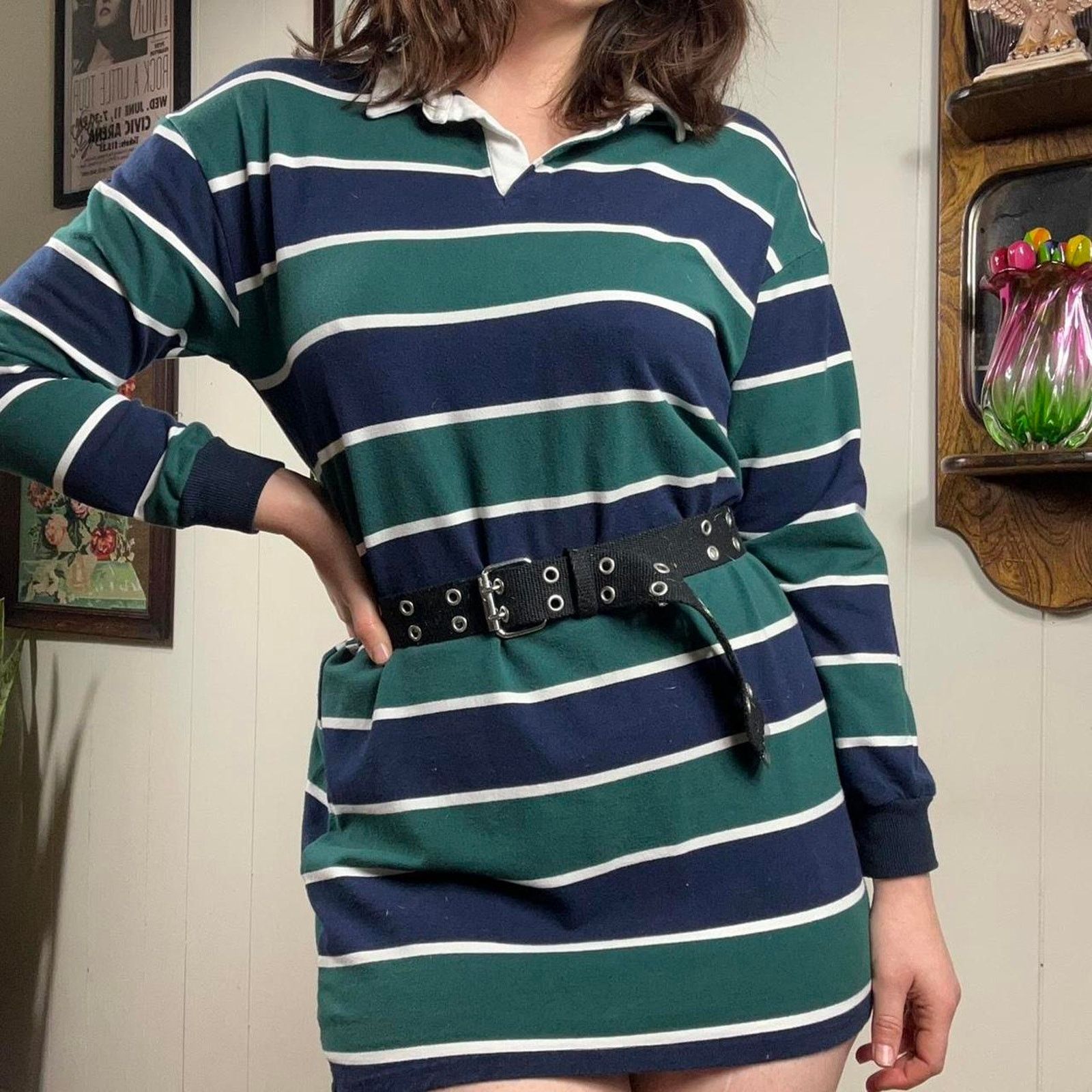 Vintage Y2k Womens M Striped Collared Polo Sweater Dress Size M / US 6-8 / IT 42-44 - 1 Thumbnail