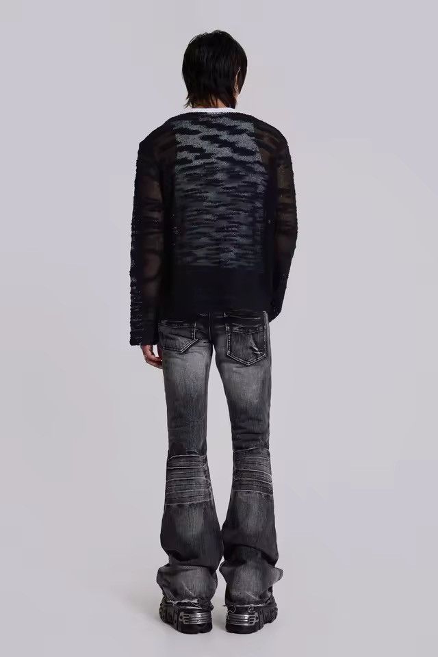 Other Washed Black Bootcut Y2k Flared Retro Distressed Jeans Size US 37 - 6 Thumbnail