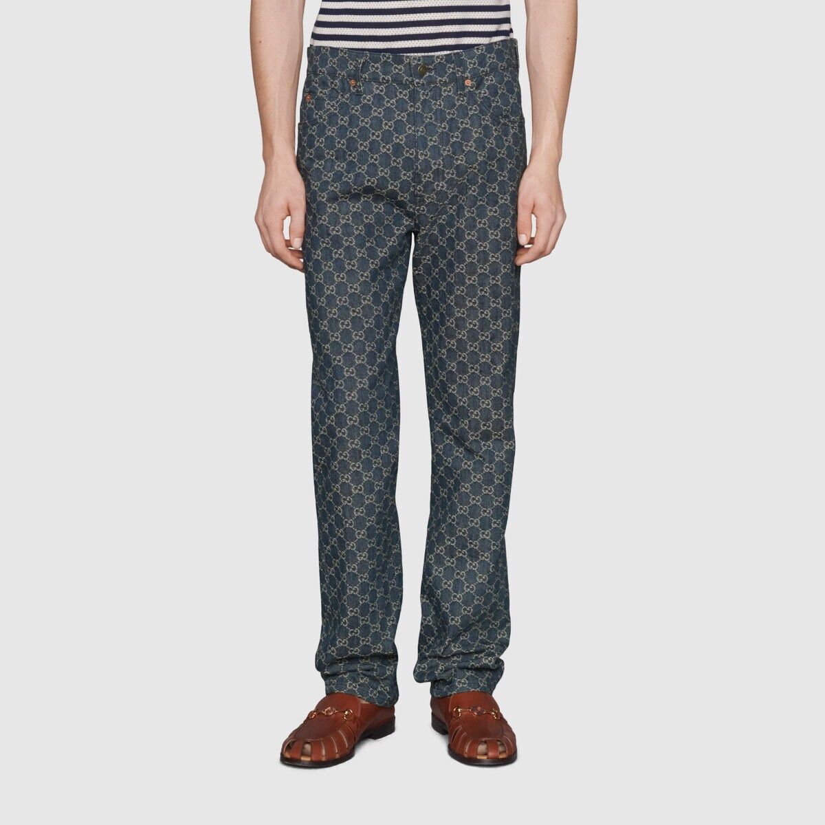 Gucci o1mt1gz0725 Washed GG Denim Pant in Dark Blue Size US 30 / EU 46 - 3 Thumbnail