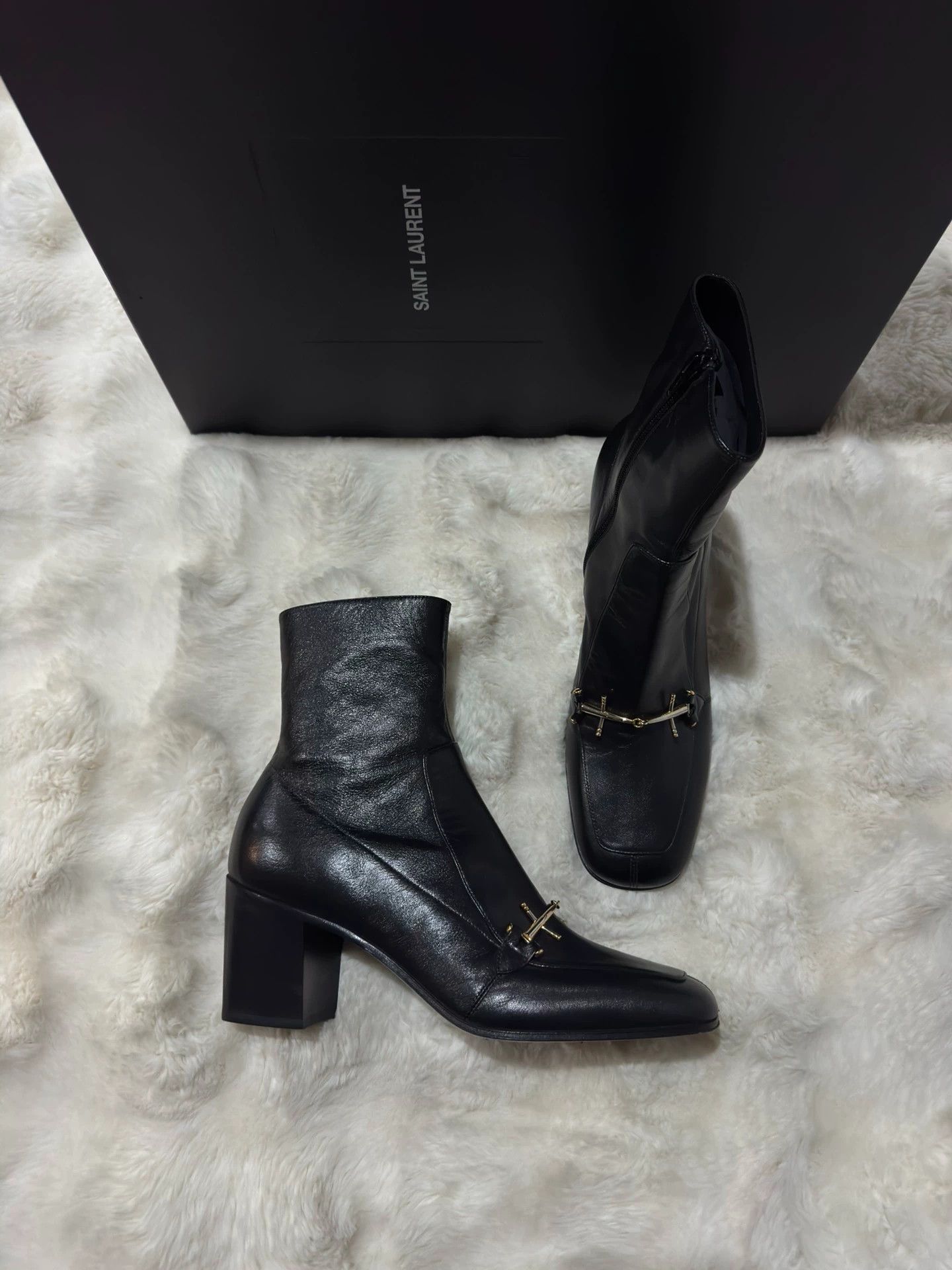 Saint Laurent Paris Saint Laurent YSL black and gold show boots for men Size US 8 / EU 41 - 3 Thumbnail