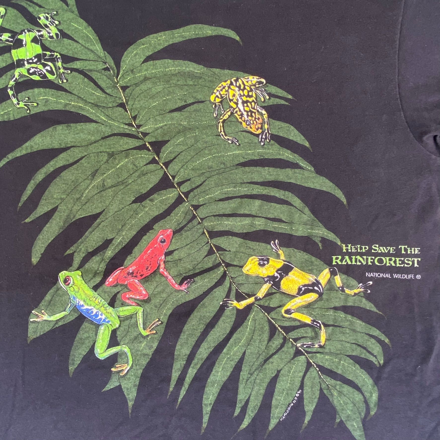 Hanes Vintage 90s Rainforest Frogs Shirt Nature Animal Jungle Tee Size US M / EU 48-50 / 2 - 3 Thumbnail