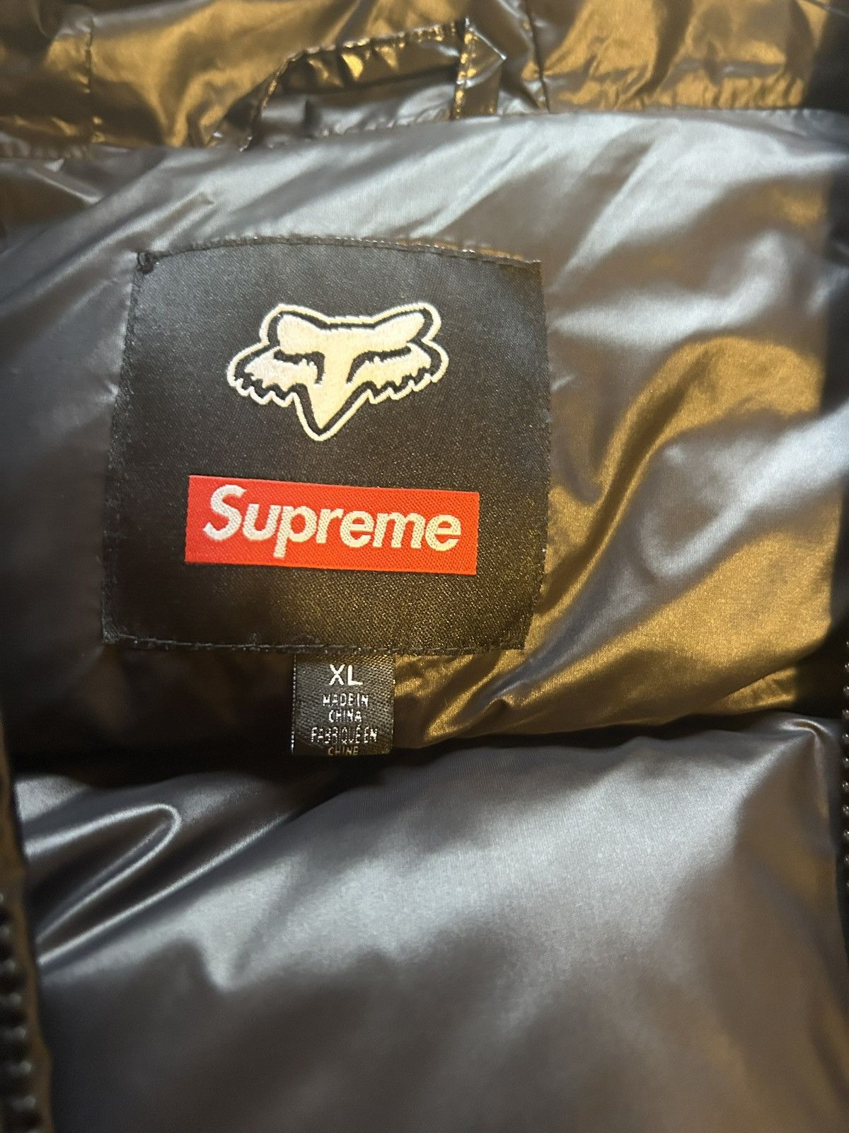 Fox Racing × Supreme Supreme Fox Racing Shiny Down Puffer Jacket Black / Blue Size US XL / EU 56 / 4 - 4 Thumbnail