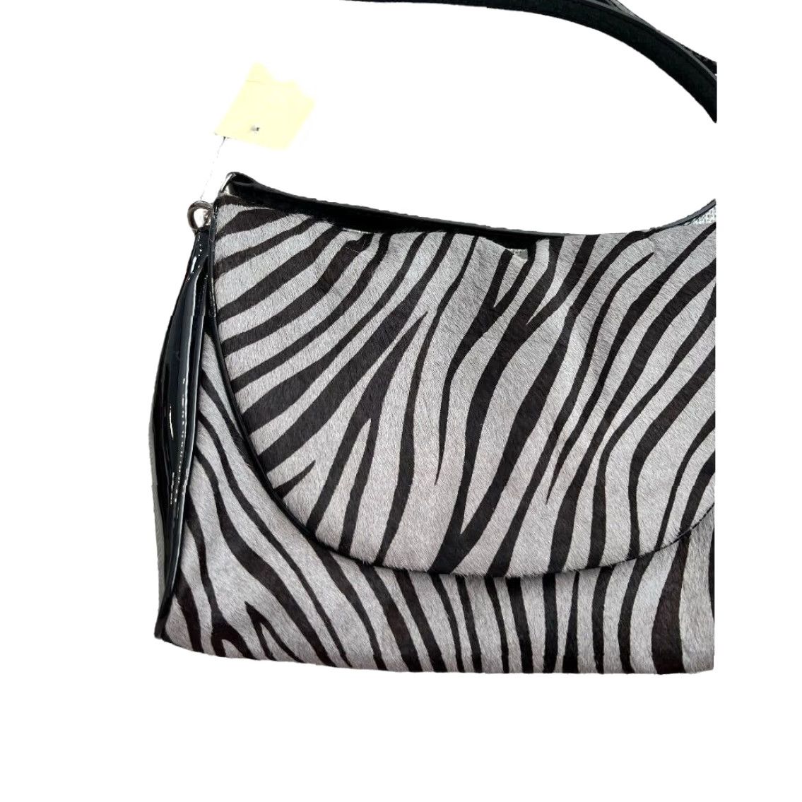 Johnston & Murphy Johnston & Murphy Zebra Pony Hair Patent Leather Shoulder Bag Clutch Handbag Multicolor Zebra Print Women Small 24" Strap Size ONE SIZE - 2 Thumbnail