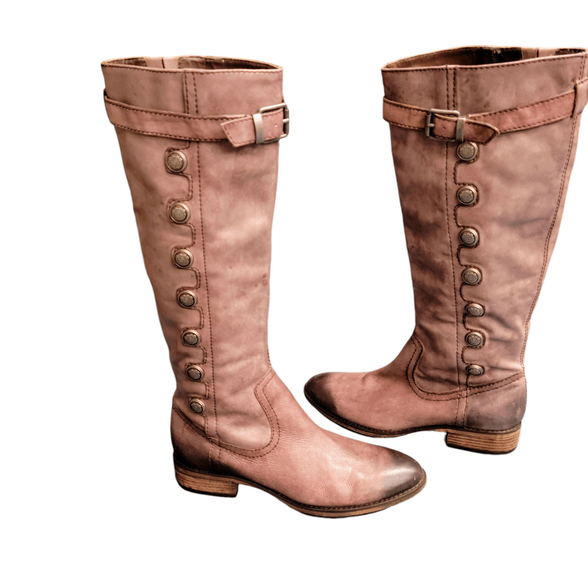 NBDN Nobrandedon Arturochiang Brown Distressed Leather Tall Riding Boots Size US 8.5 / IT 38.5 - 15 Thumbnail