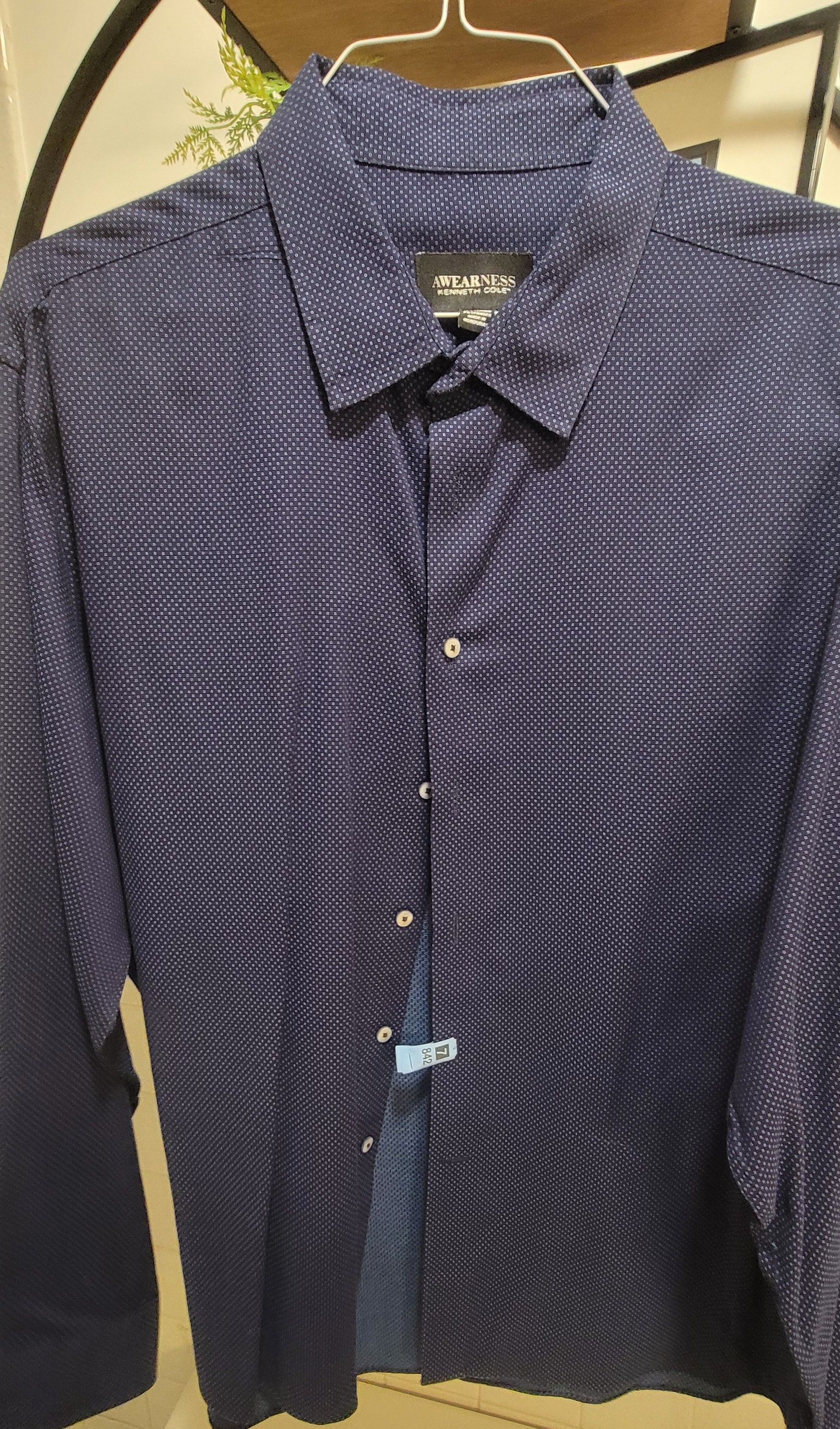 Kenneth Cole Awearness Kenneth Cole Navy Micro-Dot Dress Shirt Size US XXL / EU 58 / 5 - 1 Preview