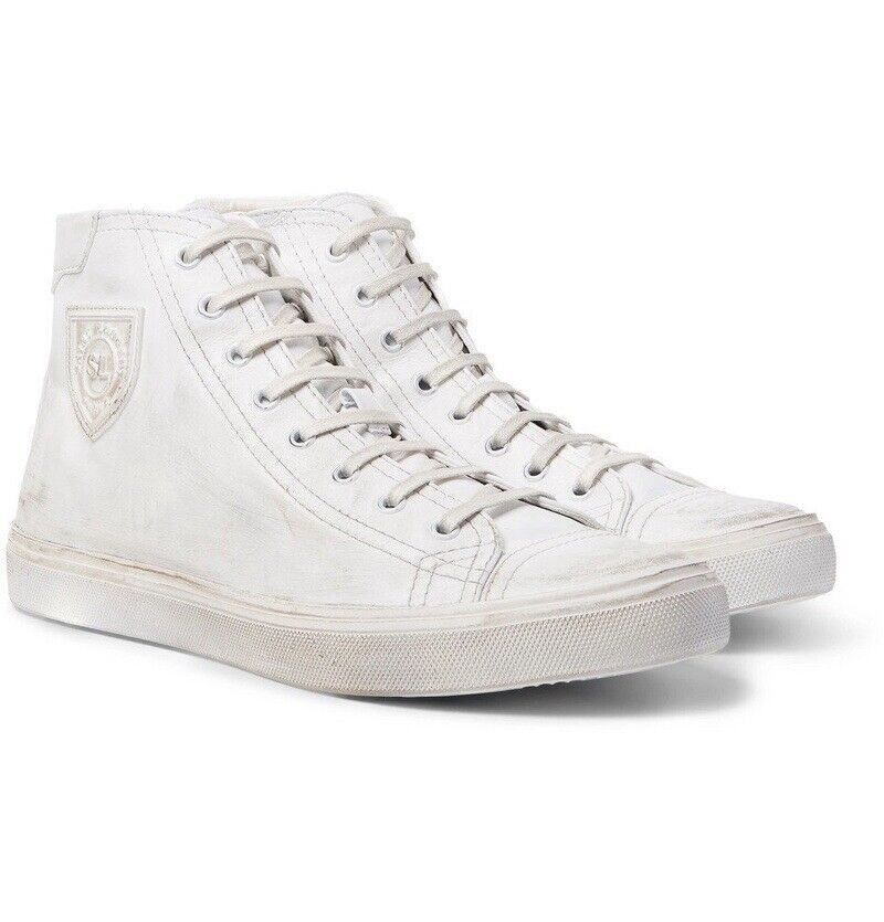 Saint Laurent Paris $695 Bedford White Distressed Leather High-Top Sneaker Size US 5 / IT 35 - 1 Thumbnail