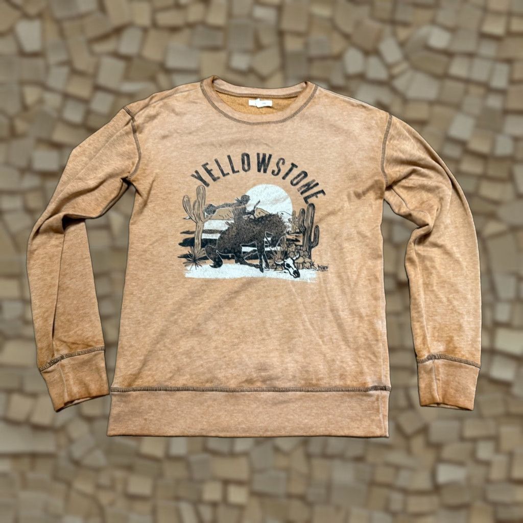 Vintage Maurices Sweater Shirt Womens XS Yellow White Black Yellowstone Print Pullover Long Sleeve Casual Fall Spring Summer Regular Size XS / US 0-2 / IT 36-38 - 1 Thumbnail