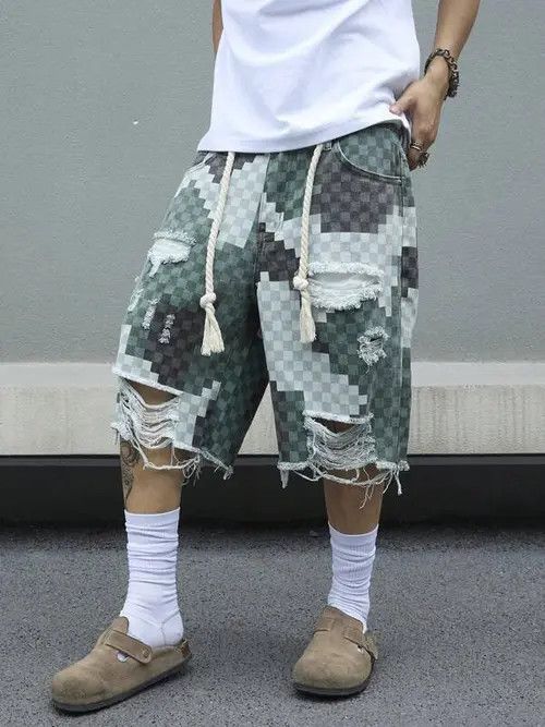Japanese Brand × Vintage Ripped Designer Y2k Shorts Jorts Denim Size US 36 / EU 52 - 4 Thumbnail