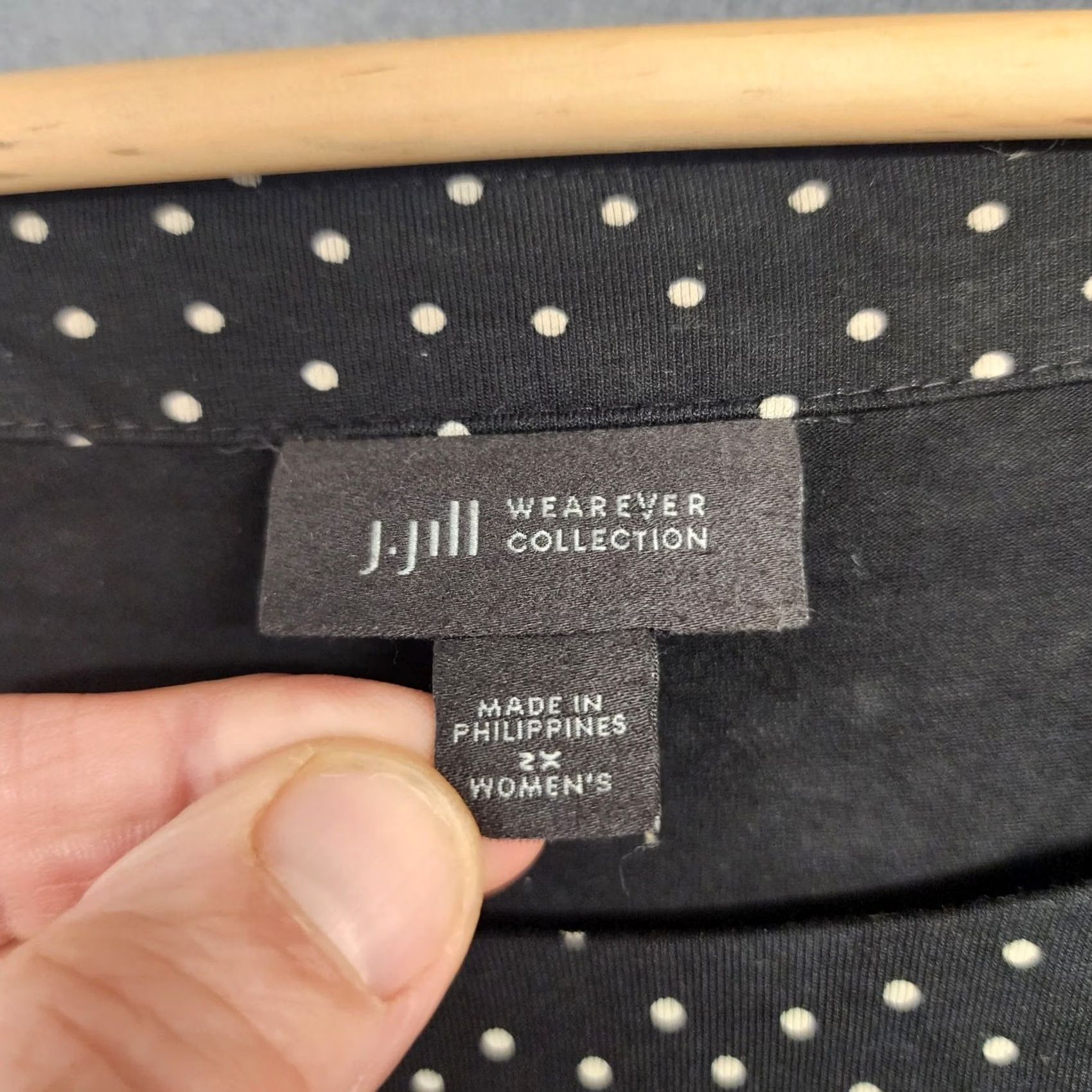 J. Jill VINTAGE J. Jill Wearever Collection Dress 2XL Black Polka Dot Shift Short Sleeve Pockets Midi Women Mens? Size XXL / US 16-18 / IT 52-54 - 3 Thumbnail