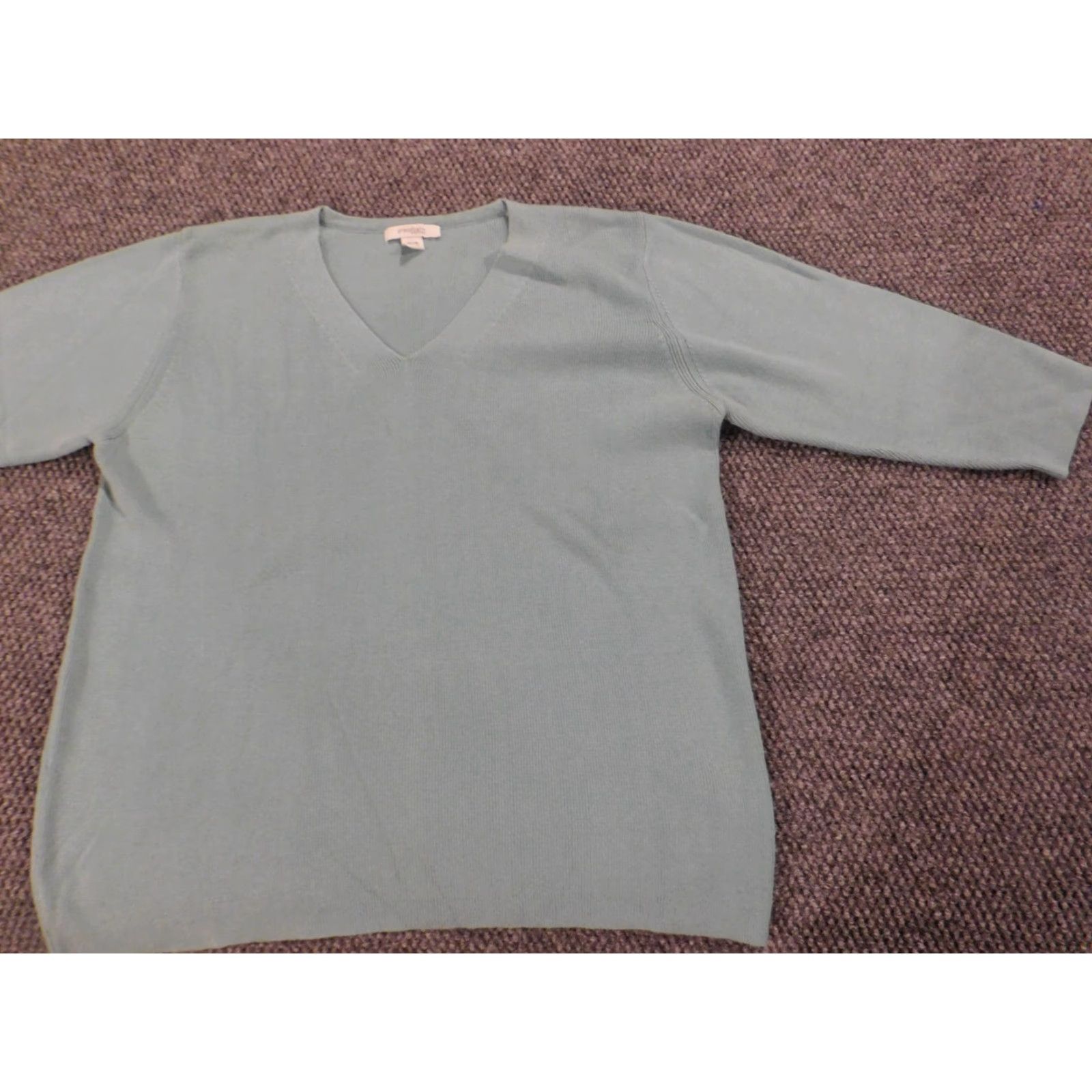 Vintage Dressbarn Womens Sweater Pullover V-Neck Blue 14 Regular Long Sleeve Knit Stretch Men No, wait—this item is Women’s, not Mens. Size XL / US 12-14 / IT 48-50 - 3 Thumbnail