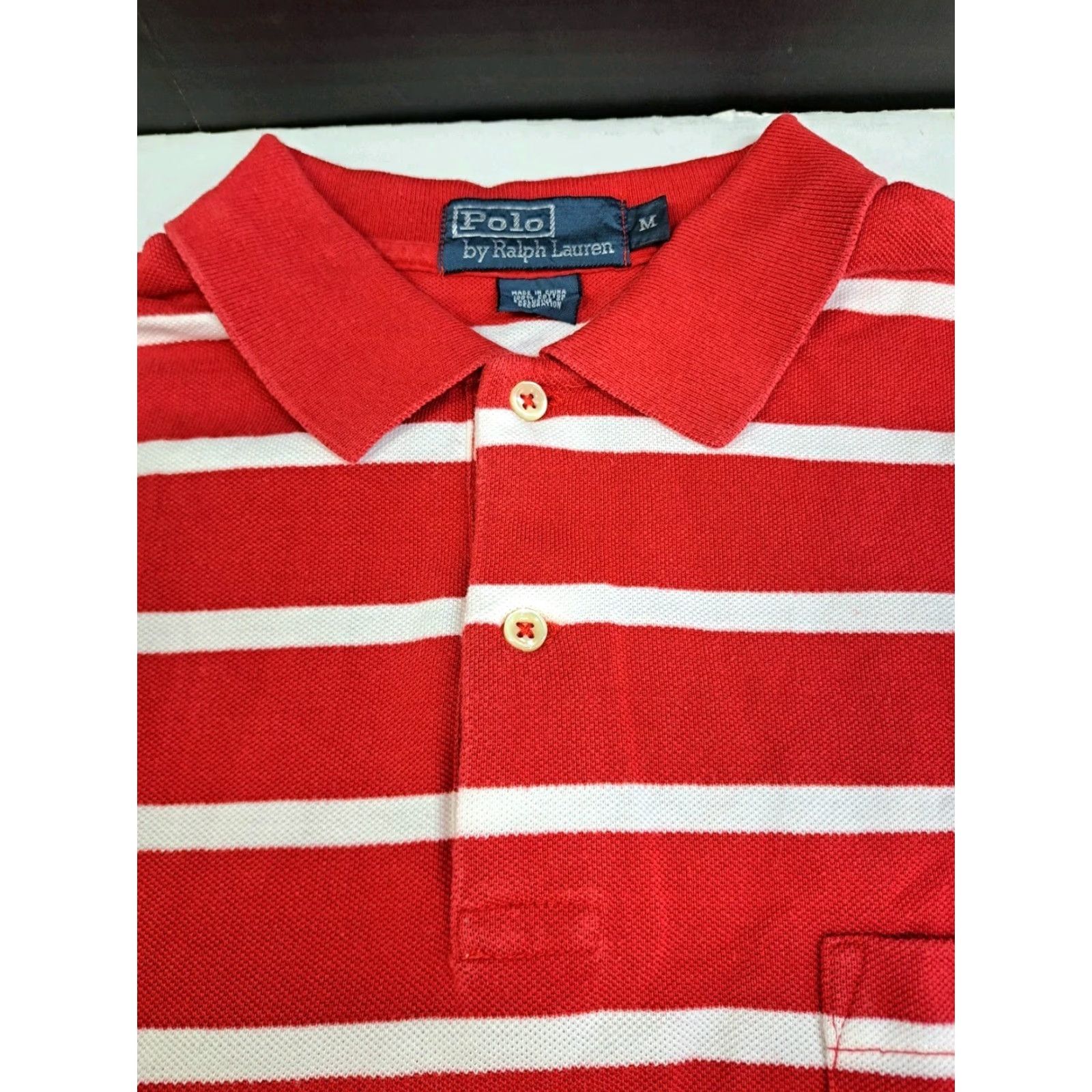Ralph Lauren Ralph Lauren Polo Shirt Men's Short Sleeve Red/White Striped Polo M Size US M / EU 48-50 / 2 - 2 Thumbnail
