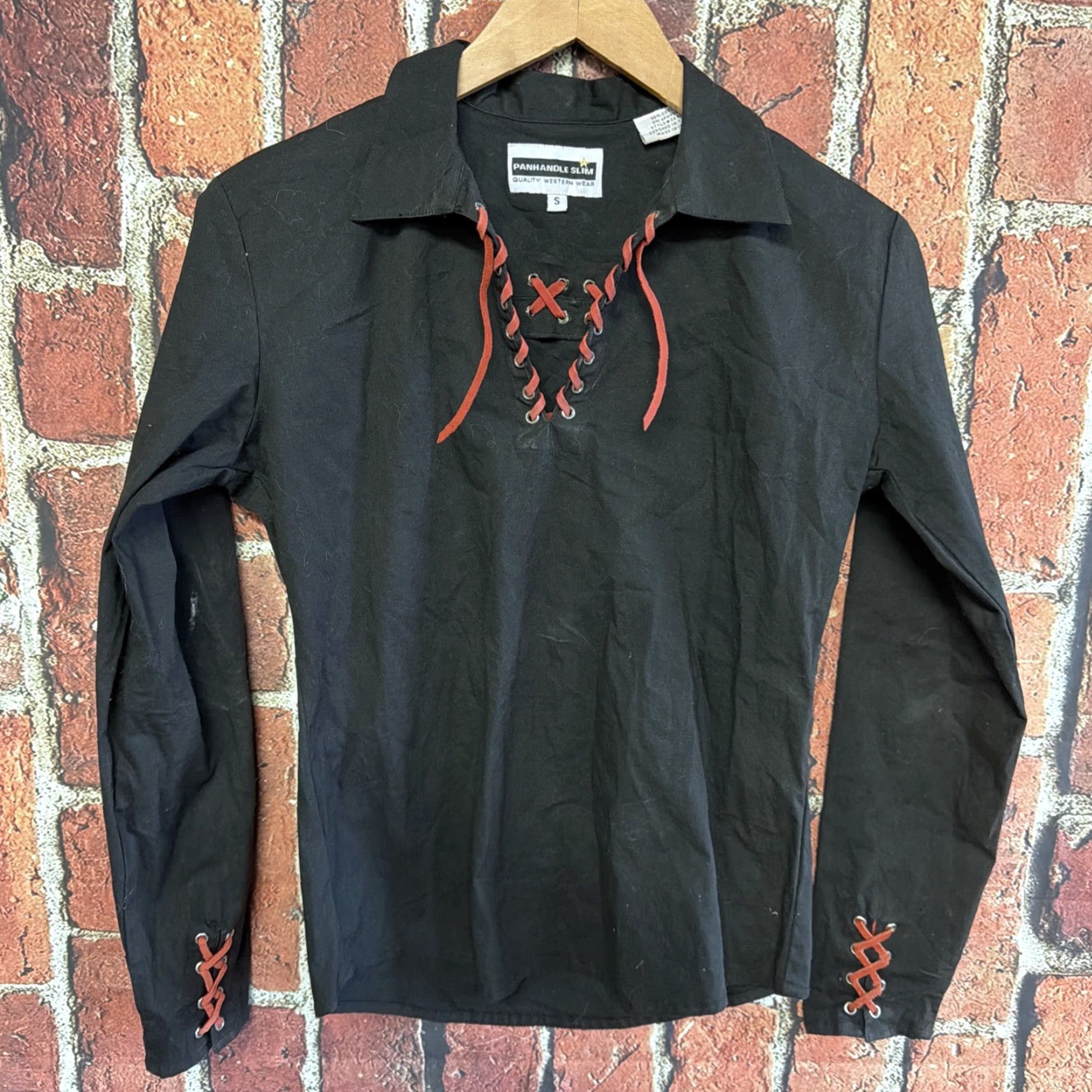 Vintage Panhandle Slim Black Womens V-Neck Small Shirt Pullover Size S / US 4 / IT 40 - 2 Thumbnail