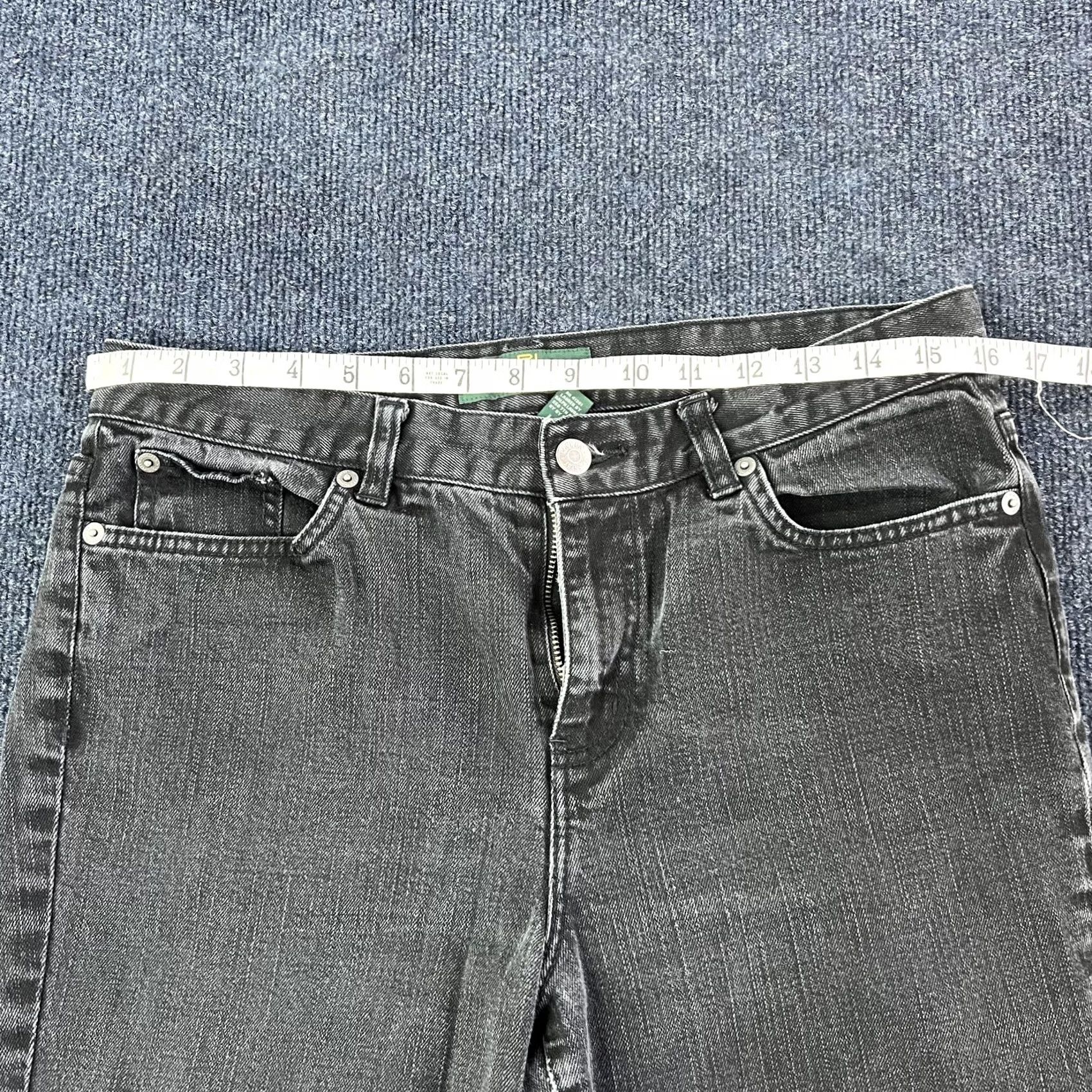 CO VINTAGE? LRL Lauren Jeans Co Jeans Womens 10P Black Bootcut Petite Charcoal Wash Denim Cotton Spandex Zip Embroidered Pockets Mens? Size 32" / US 10 / IT 46 - 7 Thumbnail