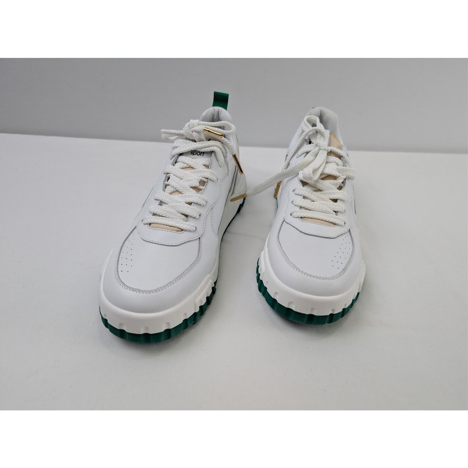 Casablanca o1rshd1 Leather Court Sneaker in White/Green Size US 13 / EU 46 - 7 Thumbnail