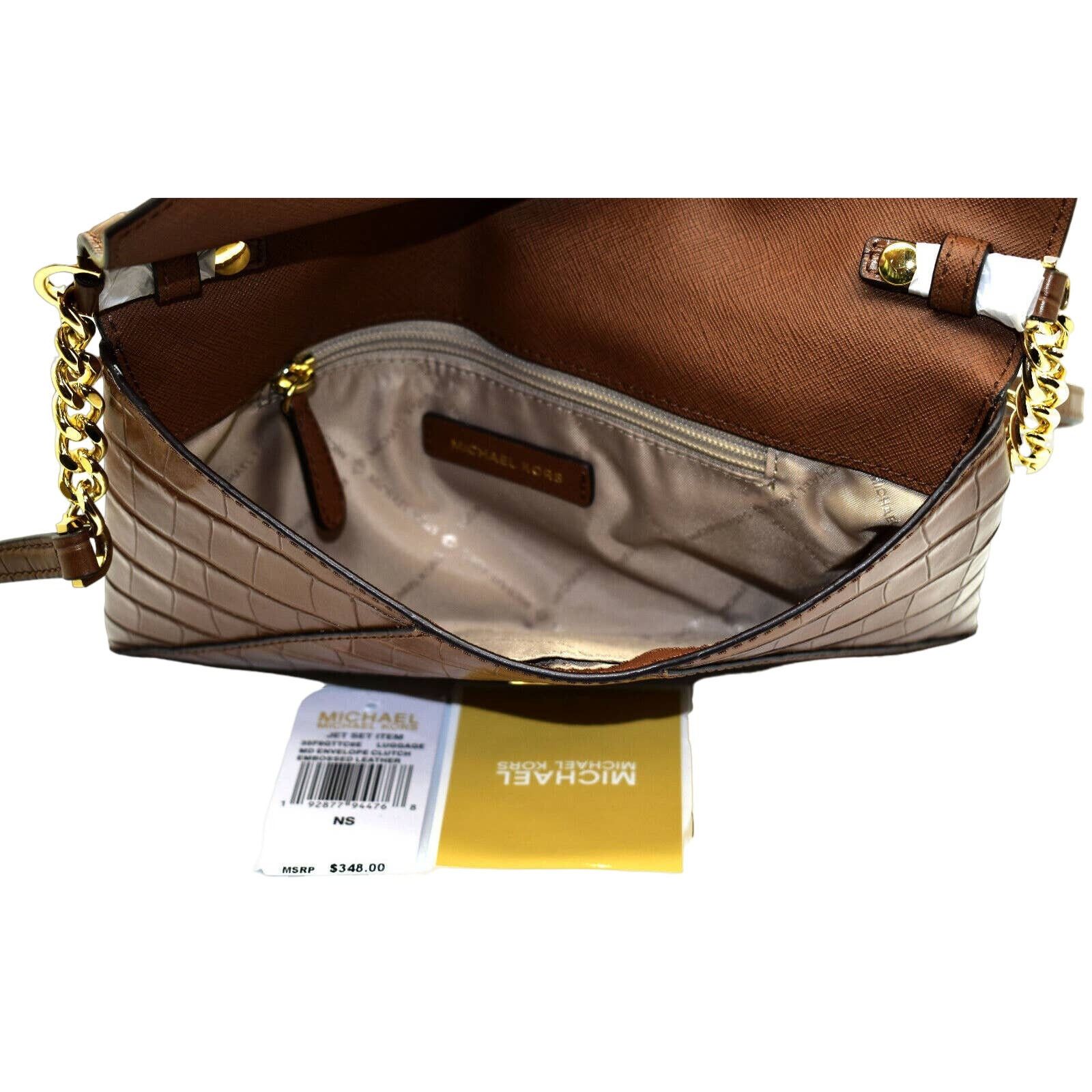 Michael Kors NWT MICHAEL KORS Brown Croc Embossed Leather Clutch Bag $348 Size ONE SIZE - 5 Thumbnail
