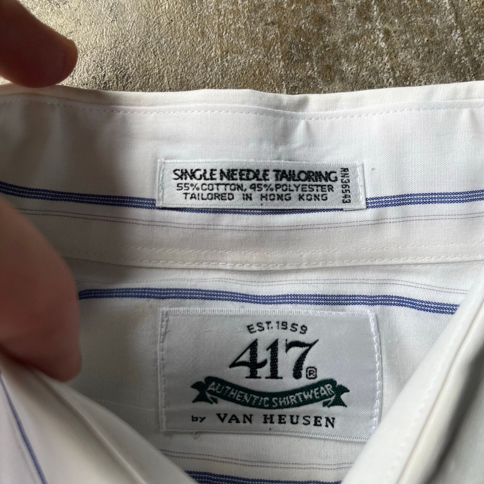 Vintage VINTAGE VAN HEUSEN STRIPED WHITE SHIRT LONGSLEEVE FITS LARGE Size US L / EU 52-54 / 3 - 4 Thumbnail