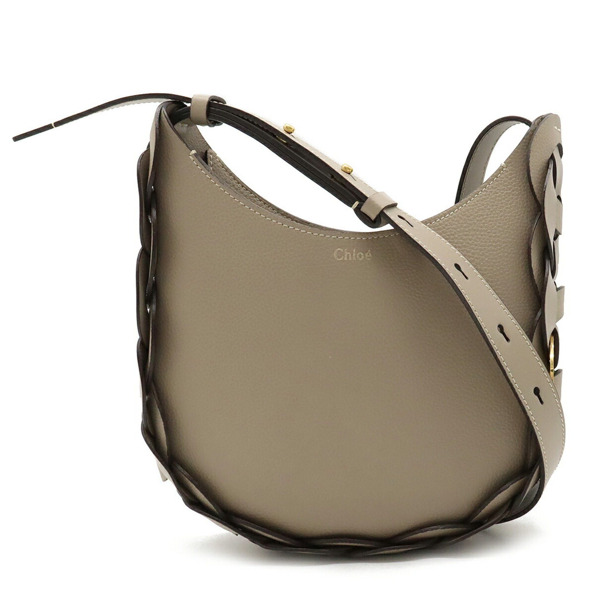 image of Chloé Chloe Darryl Small Hobo Shoulder Bag Leather Greige Chc20Us342C6123W in Grayish, Women's