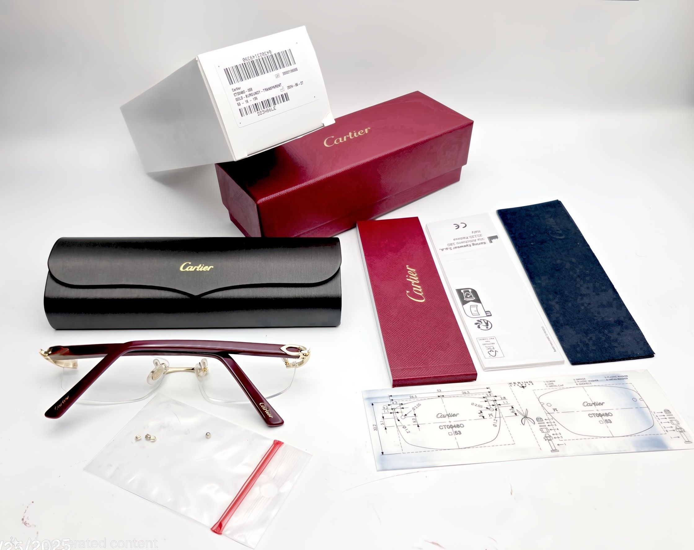 Cartier NEW! Cartier Glasses Canazei Burgandy CT0048O Size ONE SIZE - 2 Thumbnail
