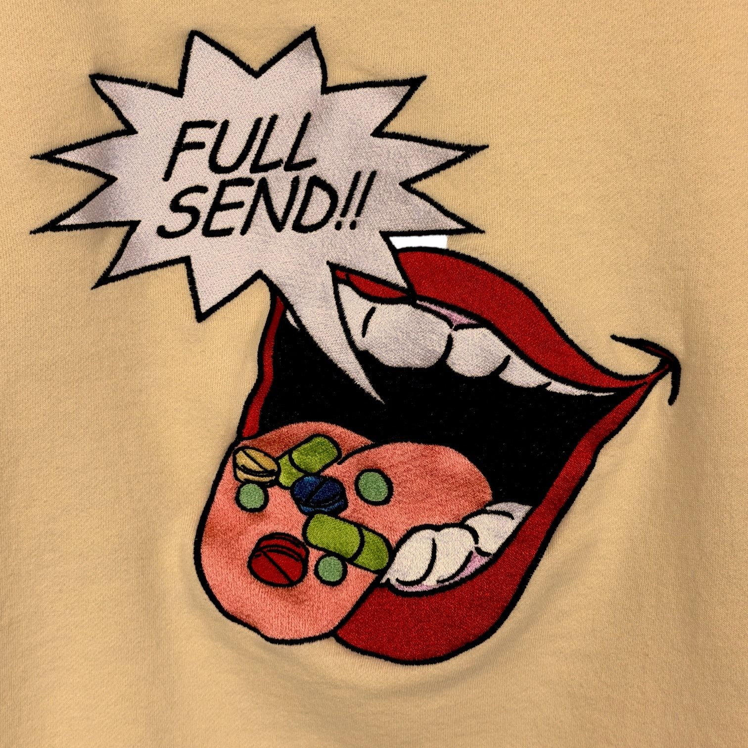 Full Send Full Send Nelk Boys Yellow Hoodie Candy Pills Mouth Men's L Size US L / EU 52-54 / 3 - 7 Thumbnail