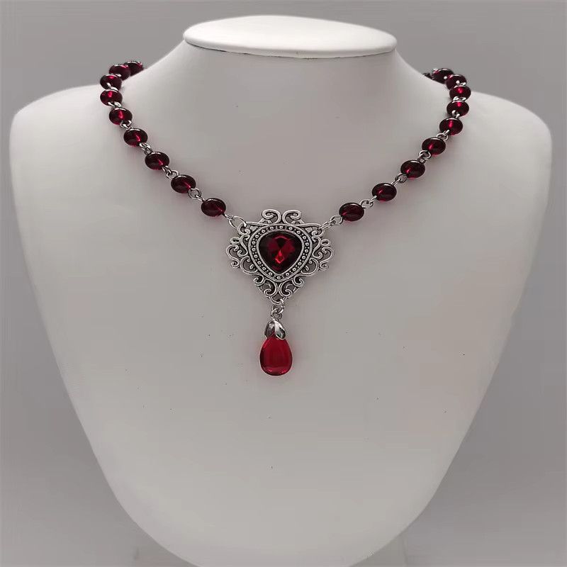Jewelry Romantic Gothic Heart Rosary Necklace Size ONE SIZE - 1 Thumbnail