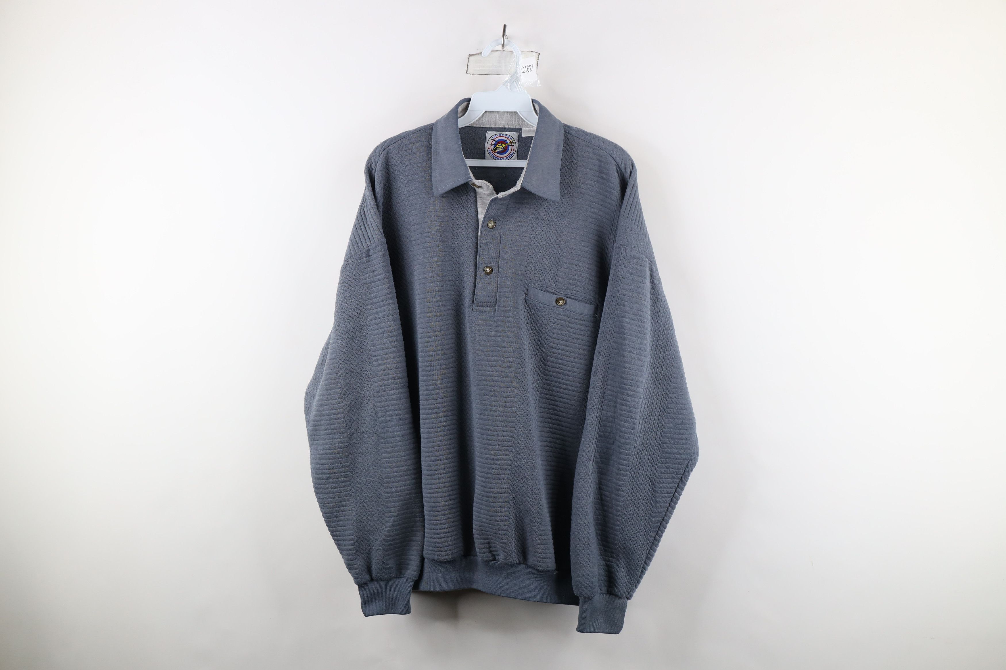 Vintage Vintage 90s Streetwear Textured Collared Pullover Polo Shirt Size US L / EU 52-54 / 3 - 1 Thumbnail