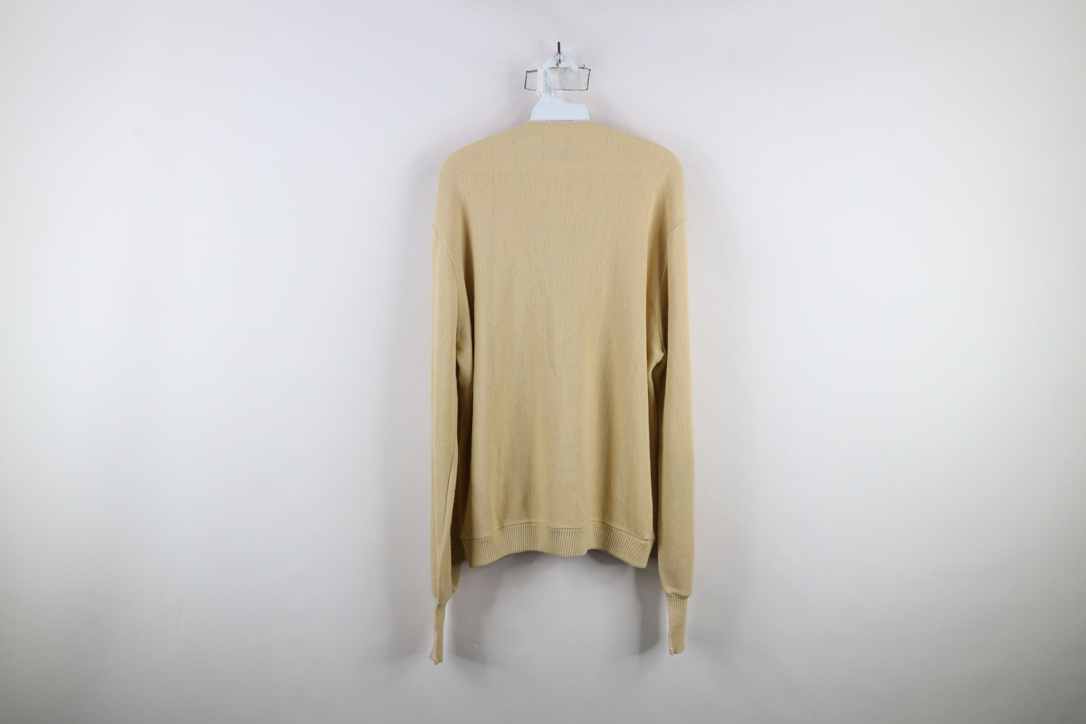 Vintage Vintage 70s Streetwear Blank Knit Cardigan Sweater Beige USA Size US XL / EU 56 / 4 - 9 Thumbnail