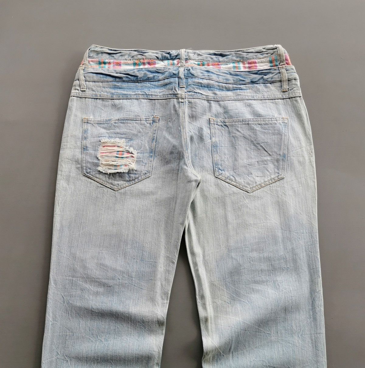 If Six Was Nine Unbrand Double Waist Patchwork Distressed Jeans Size US 37 - 6 Thumbnail