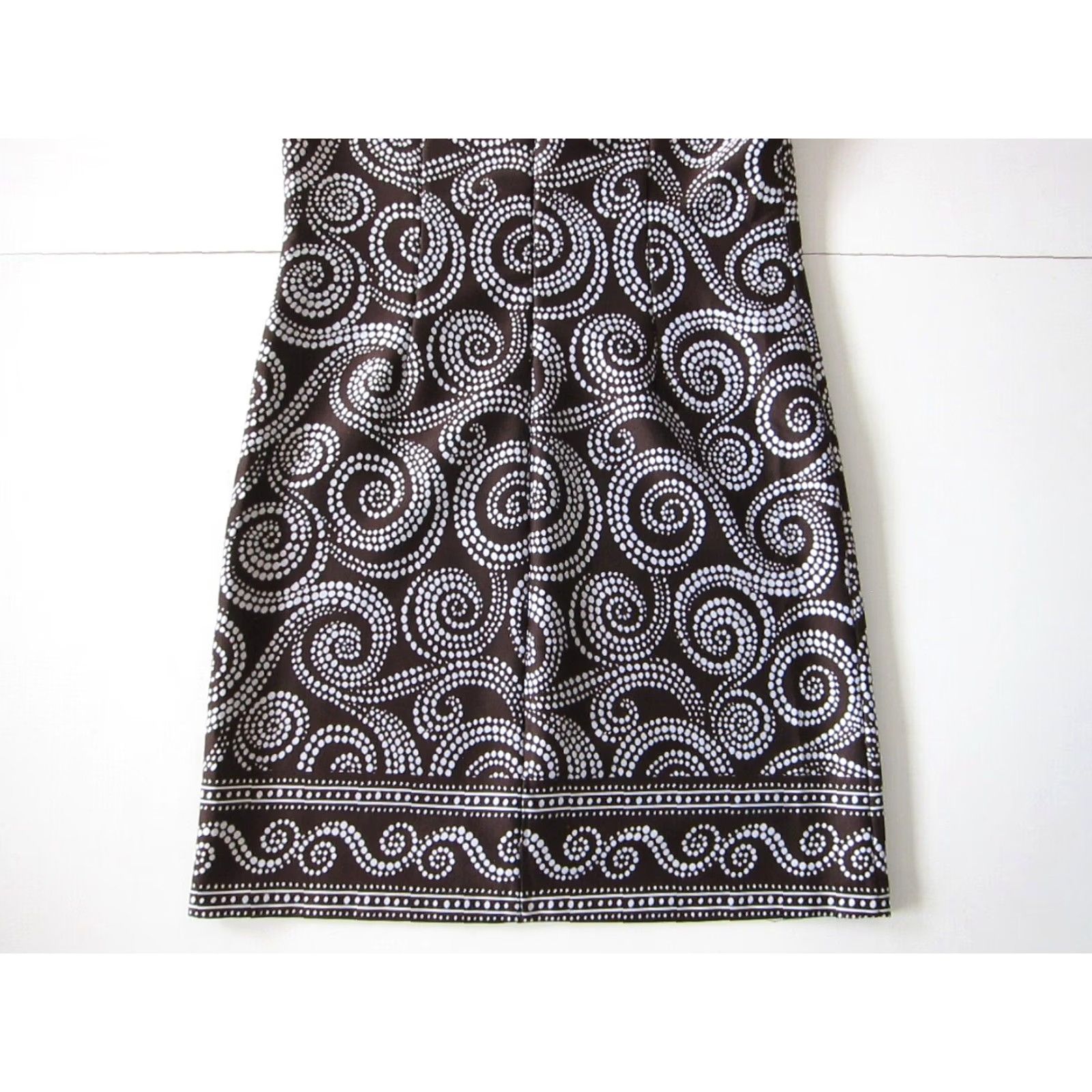 Vintage VINTAGE London Times White Brown Polka Dot Pocket Sleeveless Shift Tunic A-Line Dress 8 Size M / US 6-8 / IT 42-44 - 6 Thumbnail
