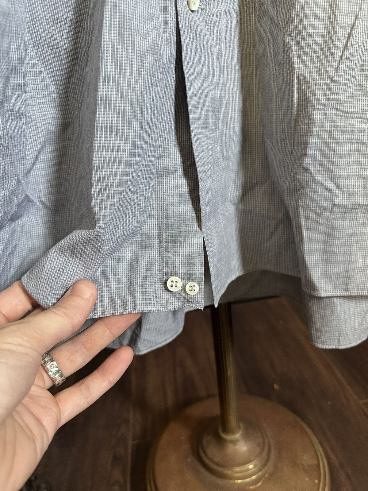 Other LORENZINI exclusive blue/gray micro check shirt Italy Size US L / EU 52-54 / 3 - 14 Thumbnail