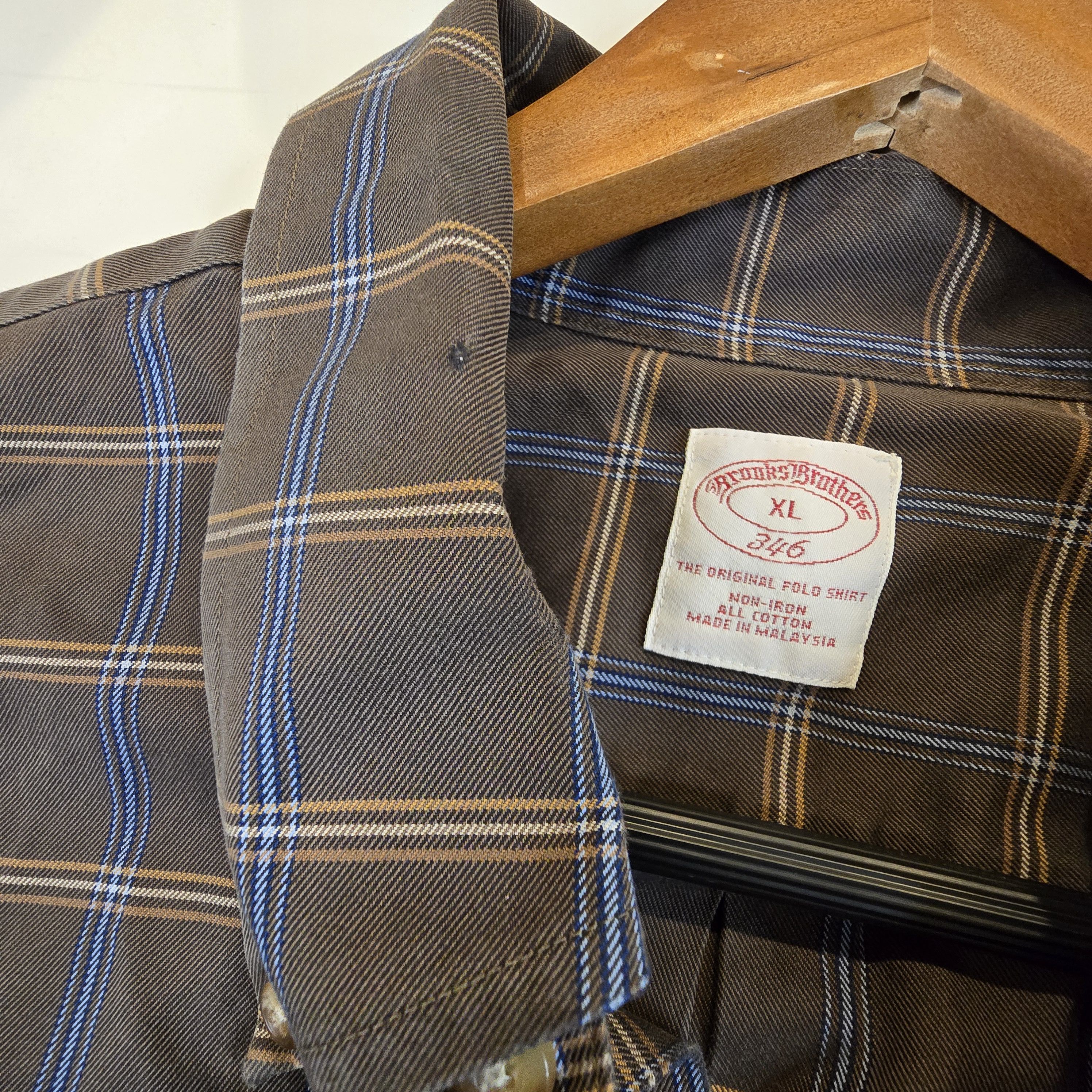 Brooks Brothers Brooks Brothers XL 1818 Regent Shirt Brown Blue Plaid Size US XL / EU 56 / 4 - 4 Thumbnail