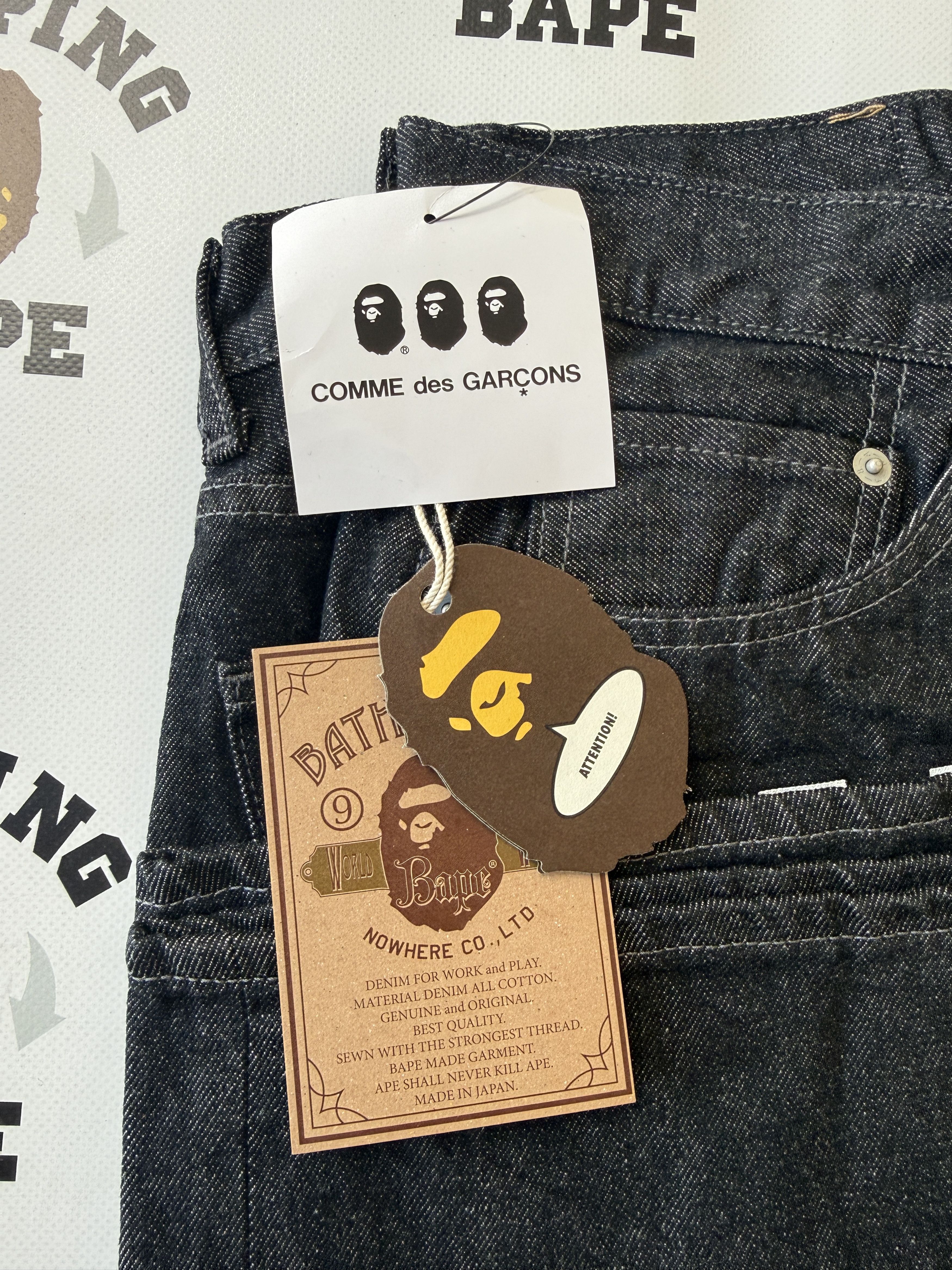 Bape × Comme des Garcons BAPE CDG OSAKA RELAXED FIT DENIM SHORTS (2026) Size US 34 / EU 50 - 4 Thumbnail