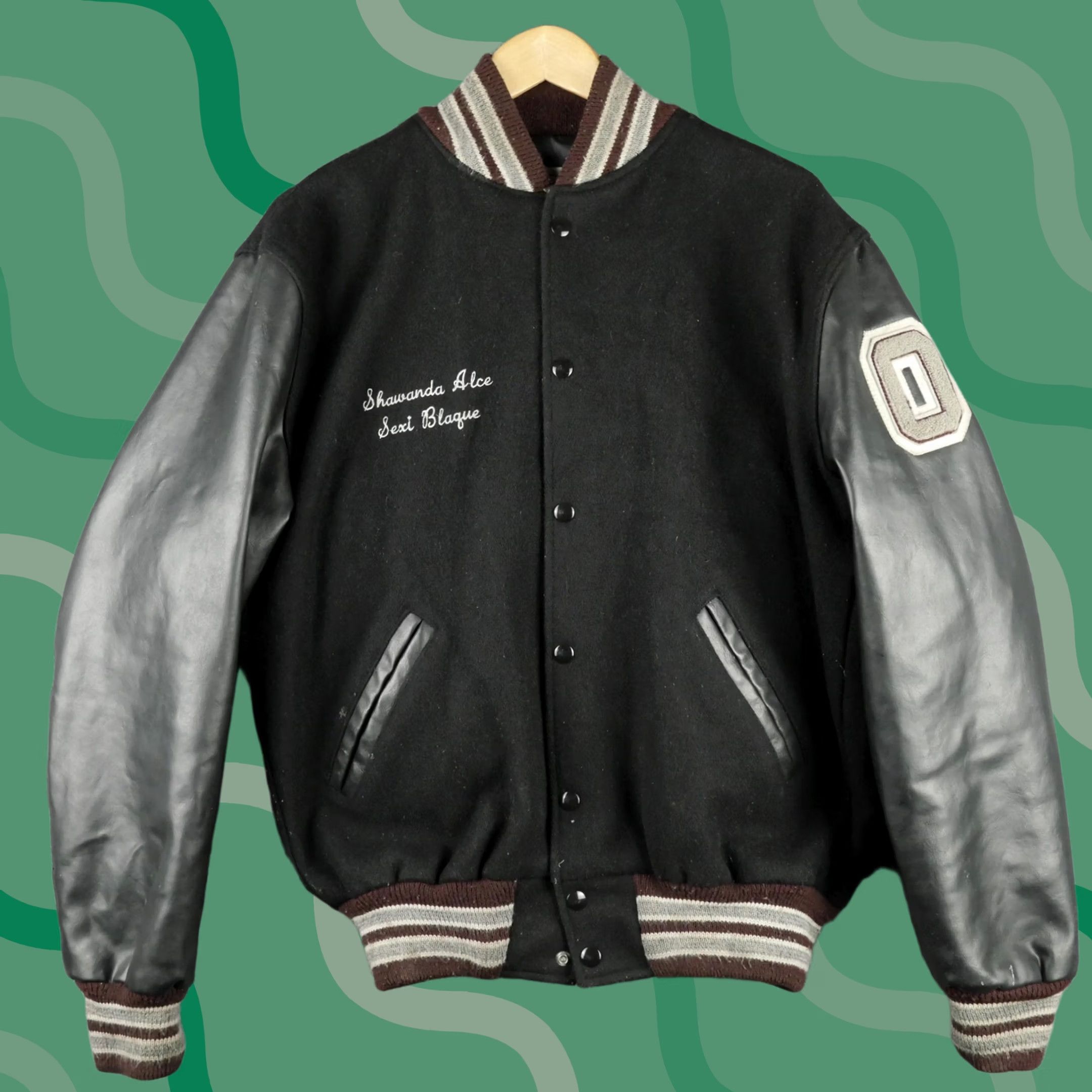 Vintage Neff Varsity Jacket Womens M Black Wool Leather Norland 08 Letterman School Embroidered Logo Pockets Snap Front Size M / US 6-8 / IT 42-44 - 1 Thumbnail