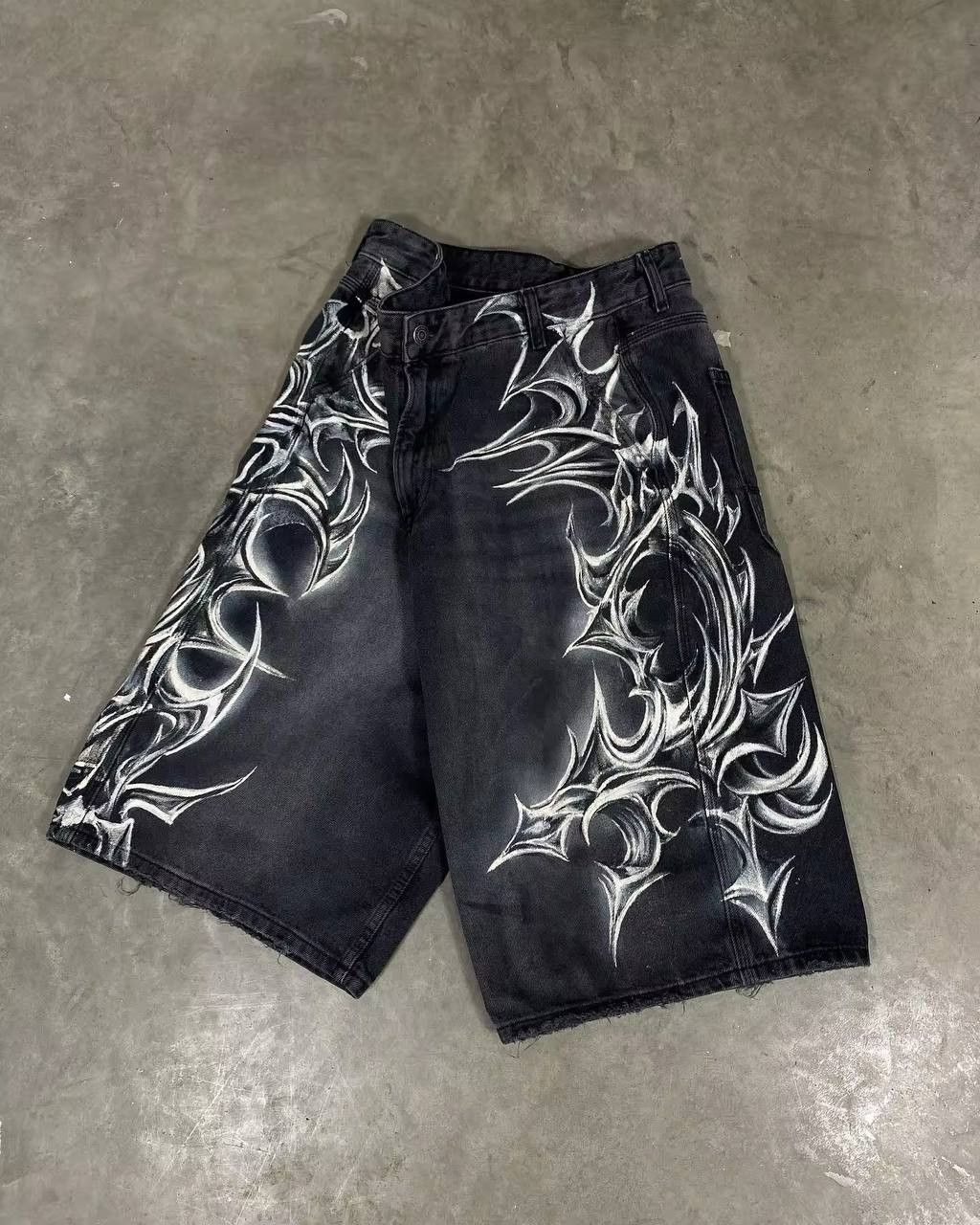 Japanese Brand × Vintage geometric print denim shorts Size US 36 / EU 52 - 4 Thumbnail