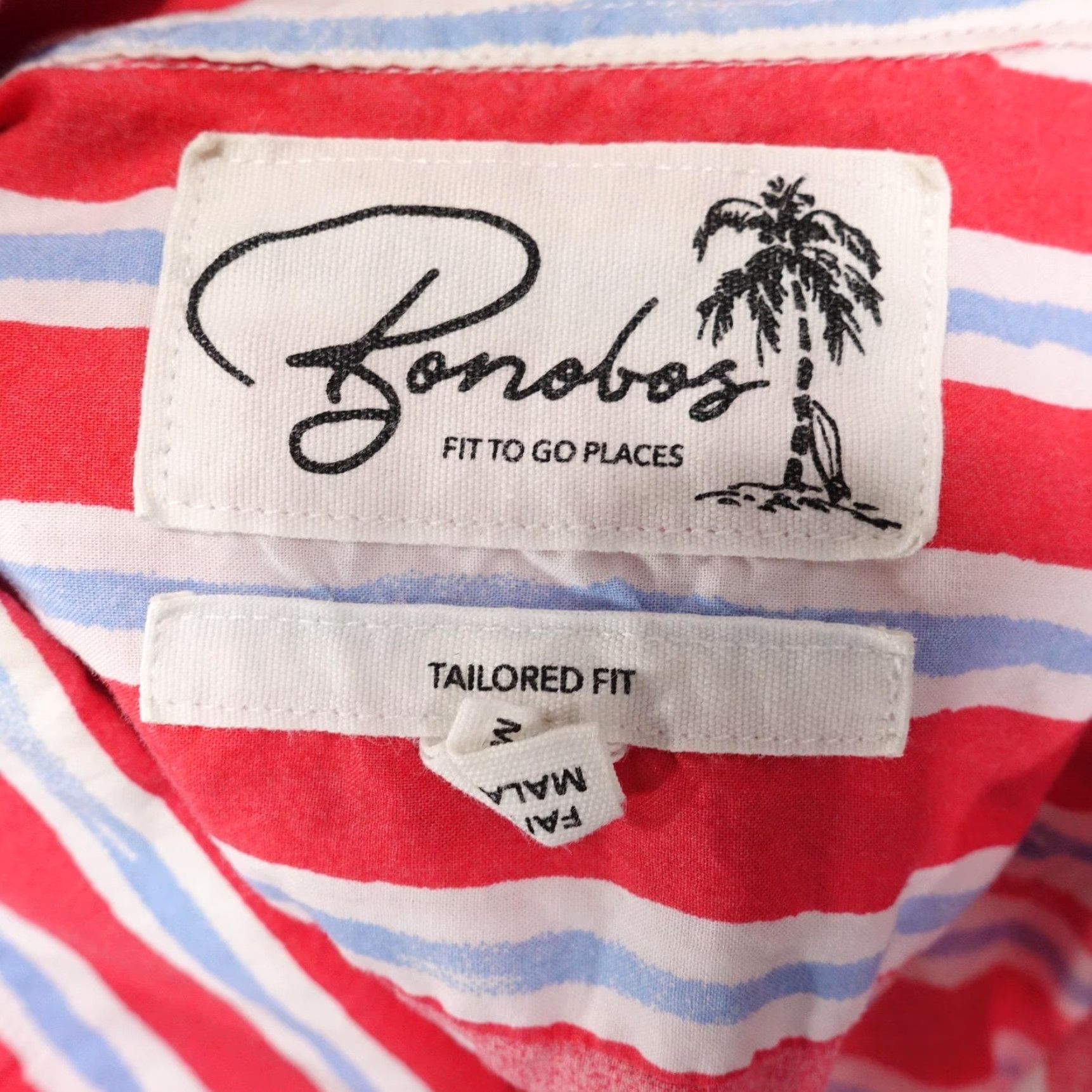 Bonobos BONOBOS Shirt Mens Medium Red White Light Blue Striped Short Sleeve Button-Down Tailored Fit Shirt - 100% Cotton, Slim, Button-Up, Casual Wear Mens Size US M / EU 48-50 / 2 - 6 Thumbnail