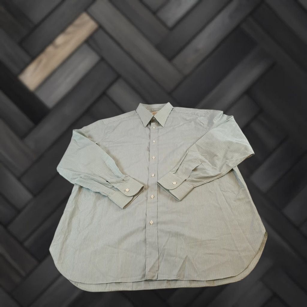 Brioni Brioni Shirt Mens 2XL Striped Button Up Dress Shirt Italy Made In Italy Blue Size 48R - 1 Thumbnail