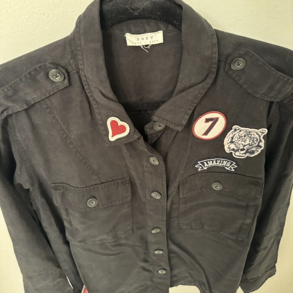 Joie SOFT JOIE Gionna B Embroidered-Patch Utility Shirt, Medium Size M / US 6-8 / IT 42-44 - 4 Thumbnail