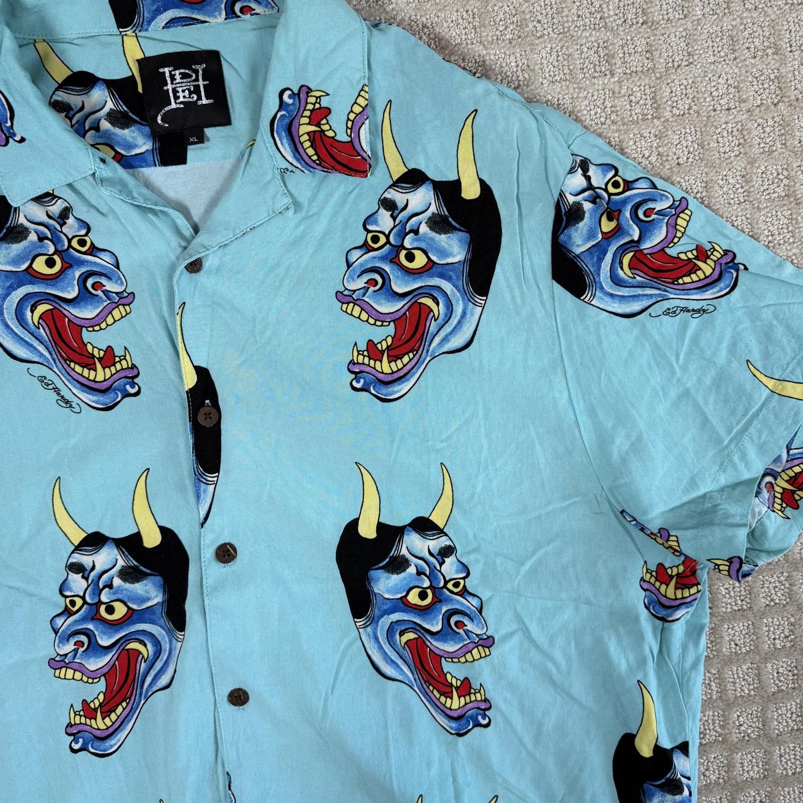 Ed Hardy Ed Hardy Demon All Over Print Shirt XL Y2K Size US XL / EU 56 / 4 - 2 Thumbnail