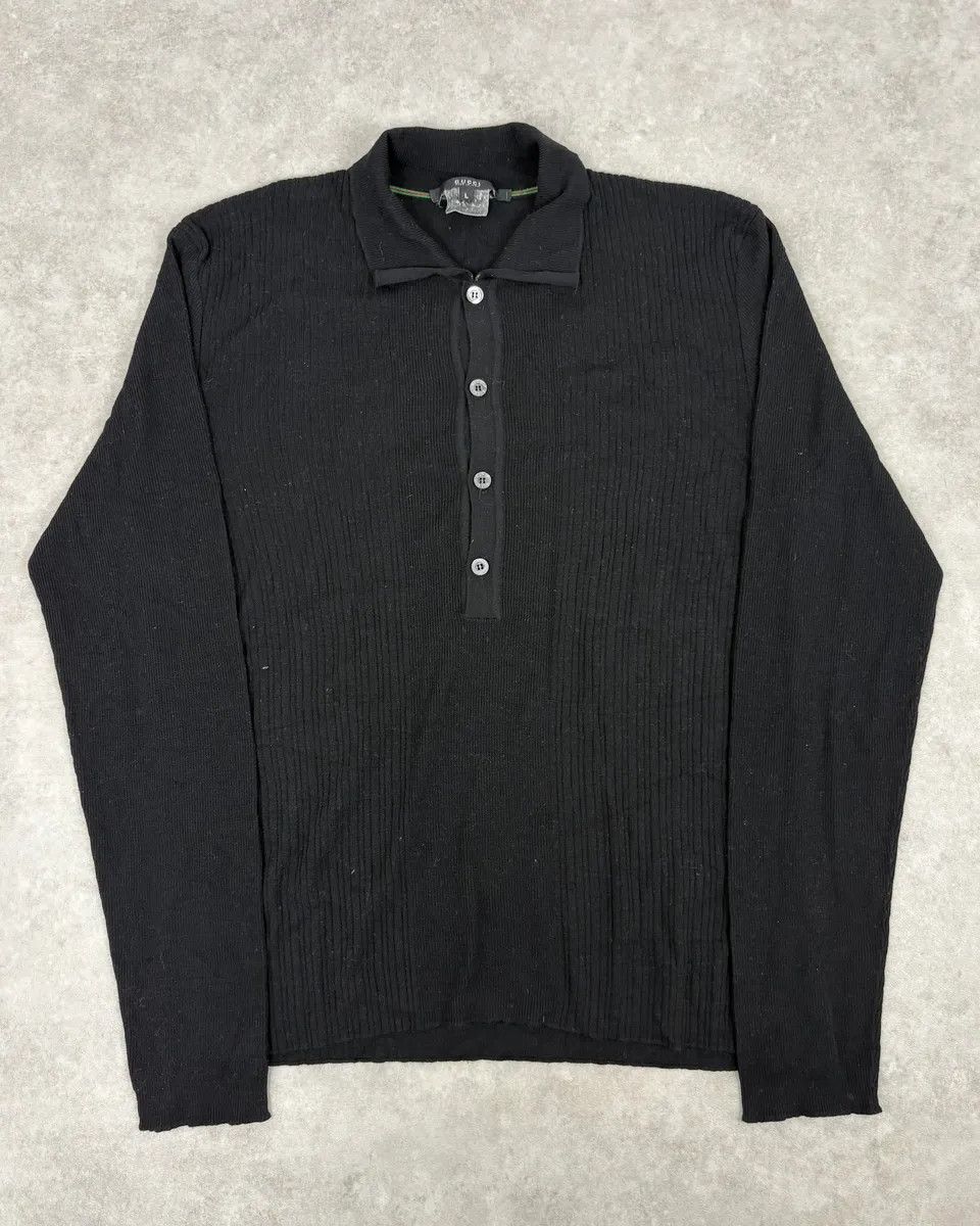 Gucci 1990s Gucci Black Wool Classy Polo Longsleeves Size US S / EU 44-46 / 1 - 1 Thumbnail
