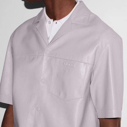 Gucci o1loc1c1125 814786 Embossed Soft Nappa Leather Shirt Size US S / EU 44-46 / 1 - 5 Thumbnail