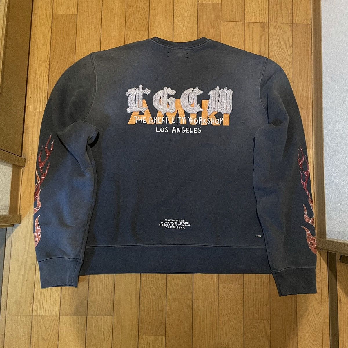 image of Amiri The Great City Workshop Collaboration Sweatshirt in Faded Black, Men's (Size XL)