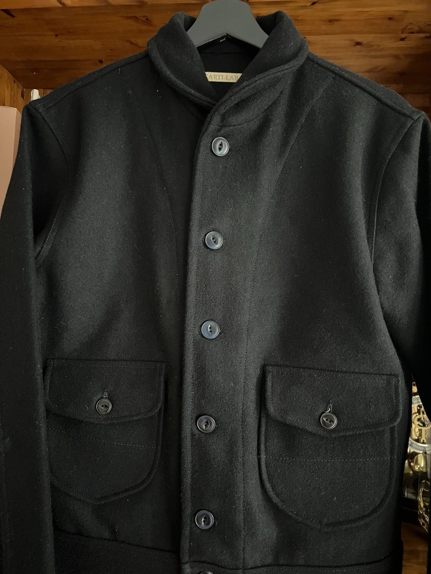 Scarti-Lab Scarti Lab Black Shawl Collar Wool Jacket Size US M / EU 48-50 / 2 - 4 Thumbnail