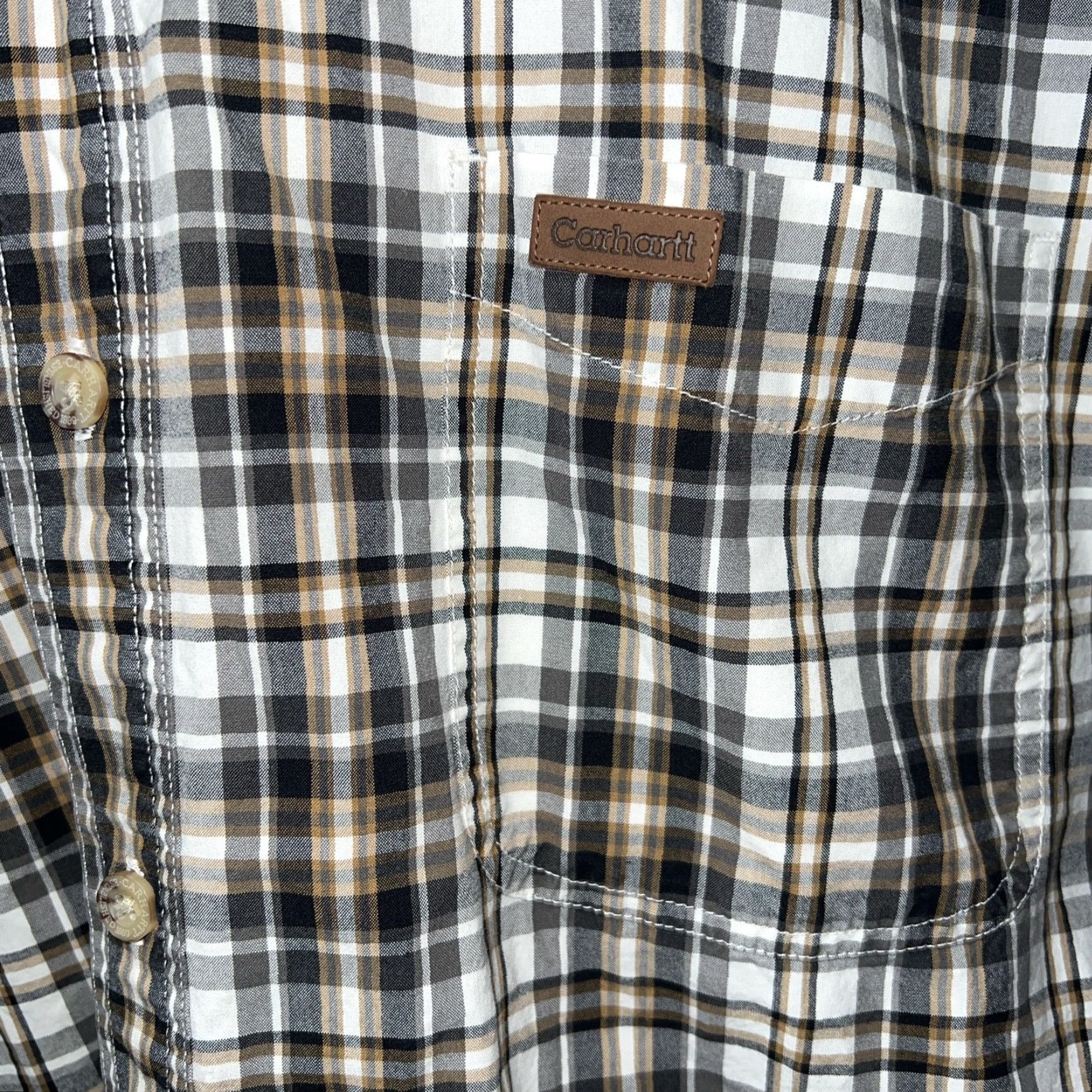 Carhartt Carhartt Gray Plaid Button-Up Shirt Mens XL Size Short Sleeve Regular - Gray Pattern, Men, Button-Up, Carhartt Shirt? Size US XL / EU 56 / 4 - 2 Thumbnail