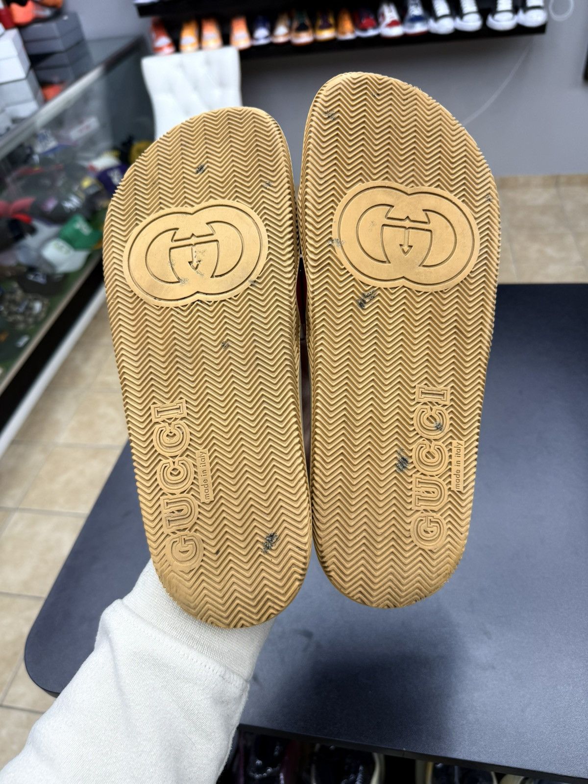 Gucci GUCCI Green Red Beige Interlocking GG Logo Slides sz 12 Size US 12 / EU 45 - 13 Thumbnail